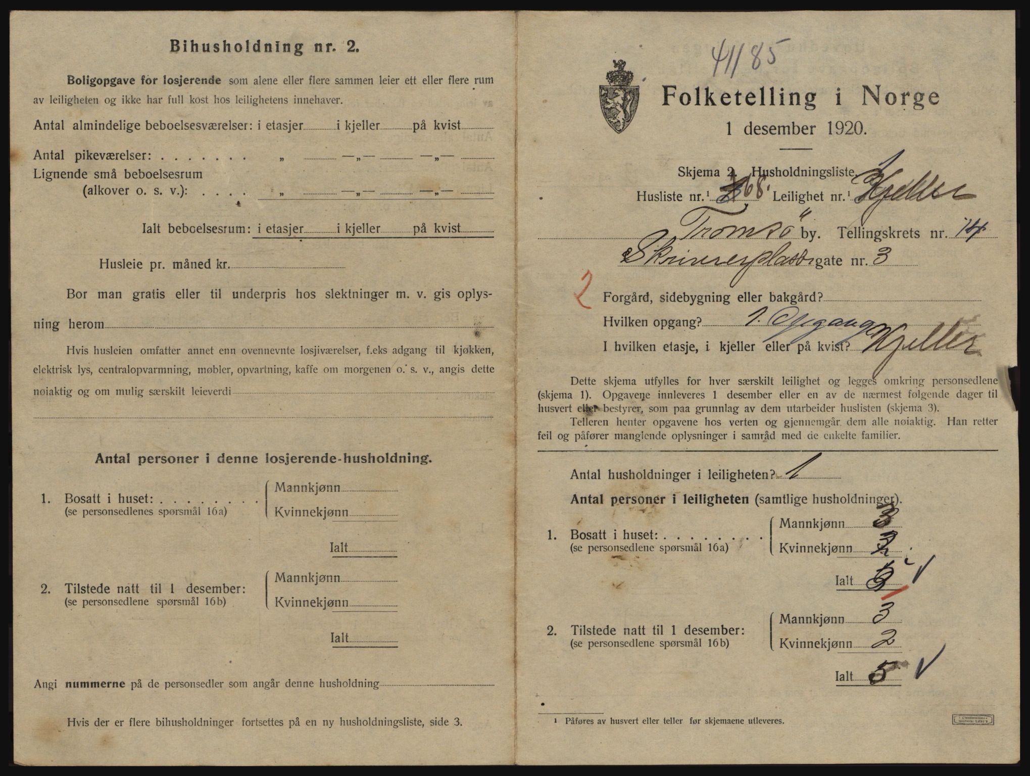 SATØ, 1920 census for Tromsø, 1920, p. 6845