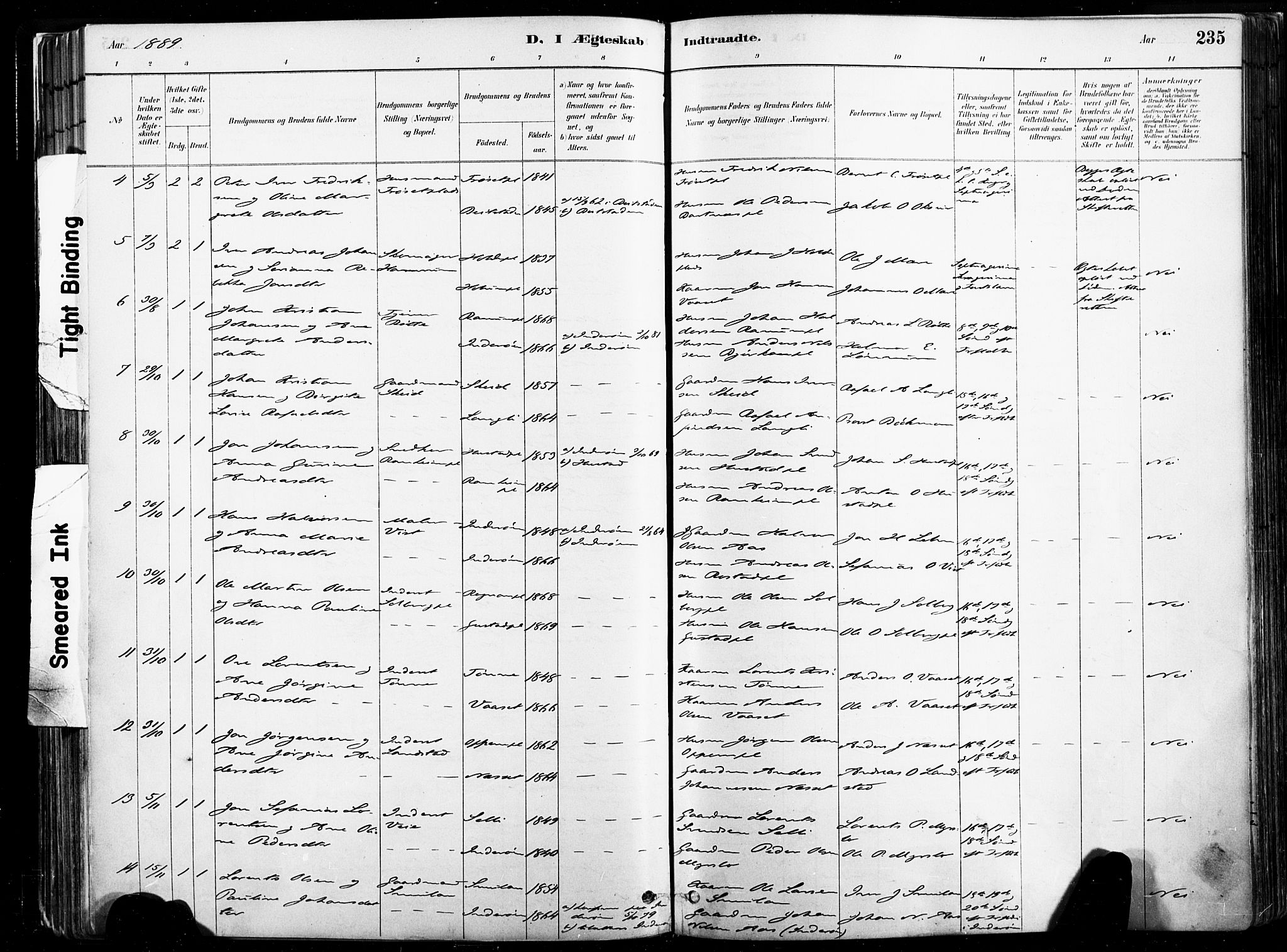 Ministerialprotokoller, klokkerbøker og fødselsregistre - Nord-Trøndelag, SAT/A-1458/735/L0351: Parish register (official) no. 735A10, 1884-1908, p. 235