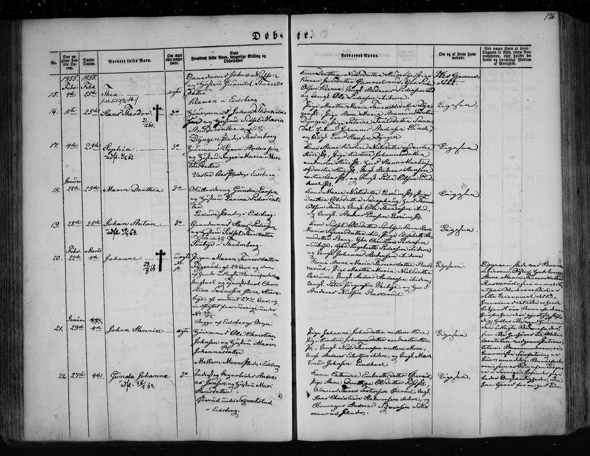 Eidsberg prestekontor Kirkebøker, SAO/A-10905/F/Fa/L0009: Parish register (official) no. I 9, 1849-1856, p. 126