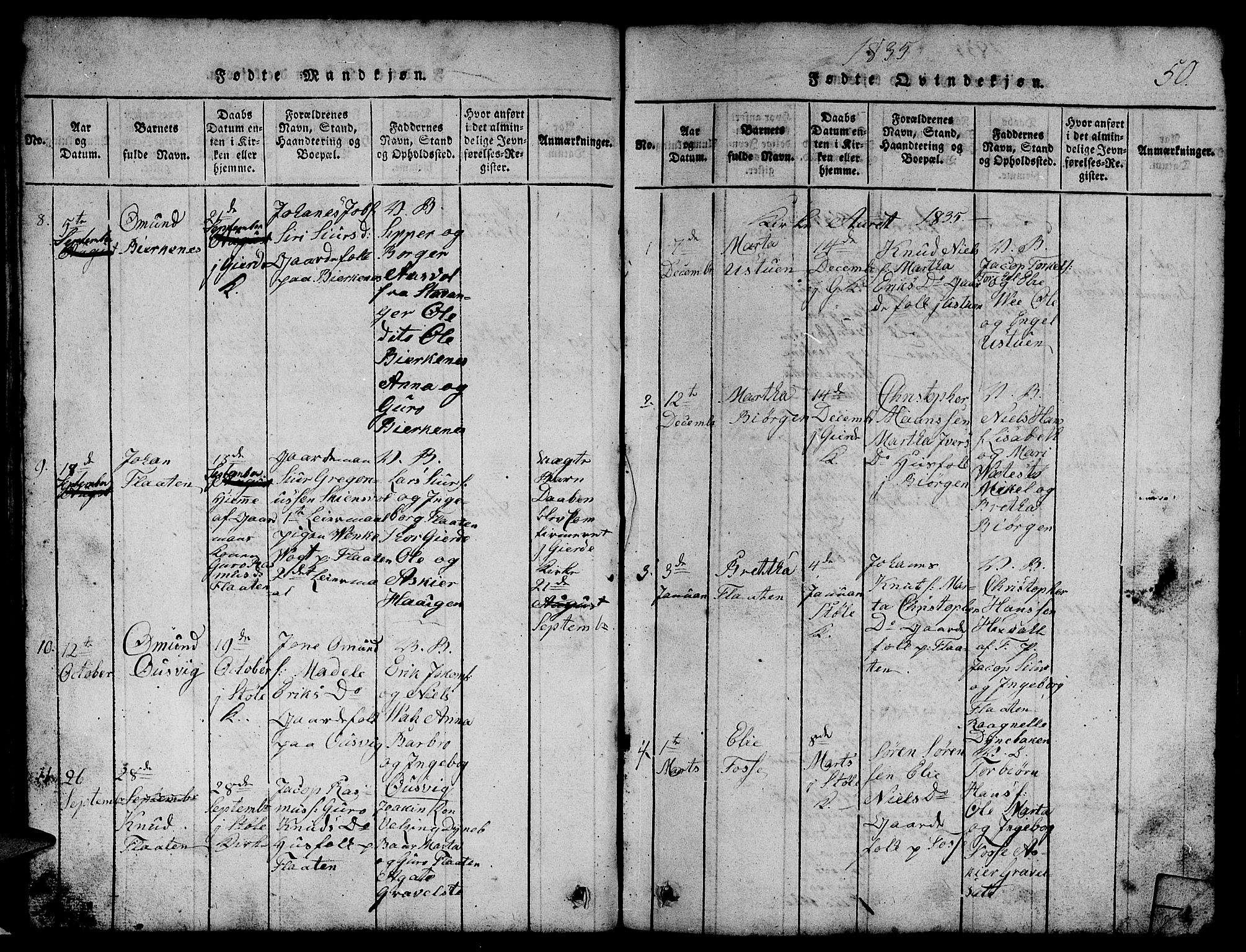 Etne sokneprestembete, SAB/A-75001/H/Hab: Parish register (copy) no. B 1, 1815-1850, p. 50