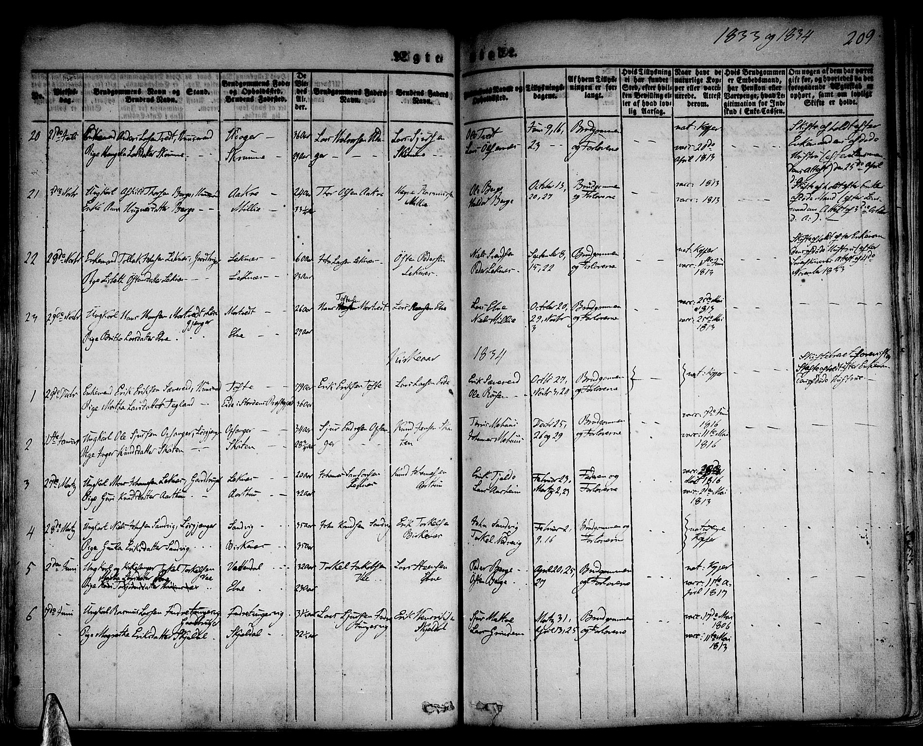 Skånevik sokneprestembete, SAB/A-77801/H/Haa: Parish register (official) no. A 4, 1828-1848, p. 209