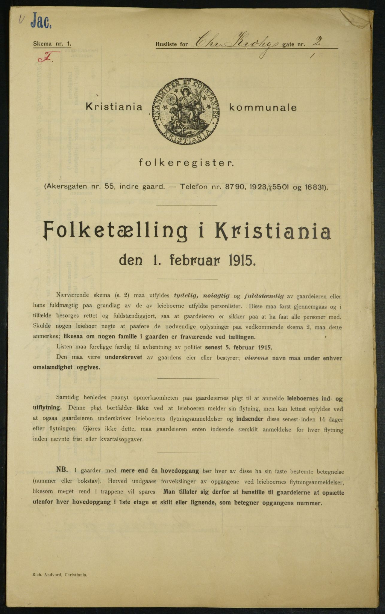 OBA, Municipal Census 1915 for Kristiania, 1915, p. 11810