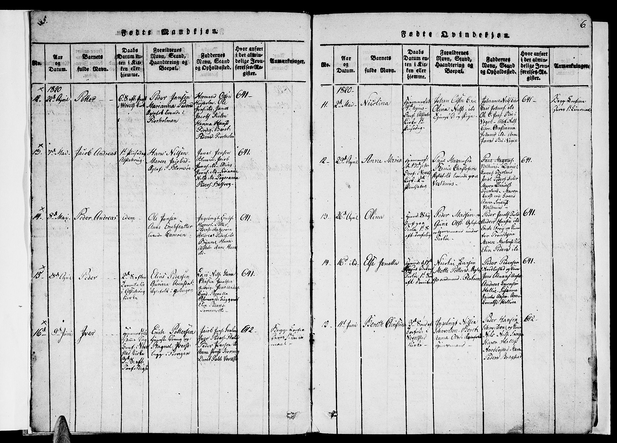 Ministerialprotokoller, klokkerbøker og fødselsregistre - Nordland, AV/SAT-A-1459/830/L0457: Parish register (copy) no. 830C01 /1, 1820-1842, p. 5-6