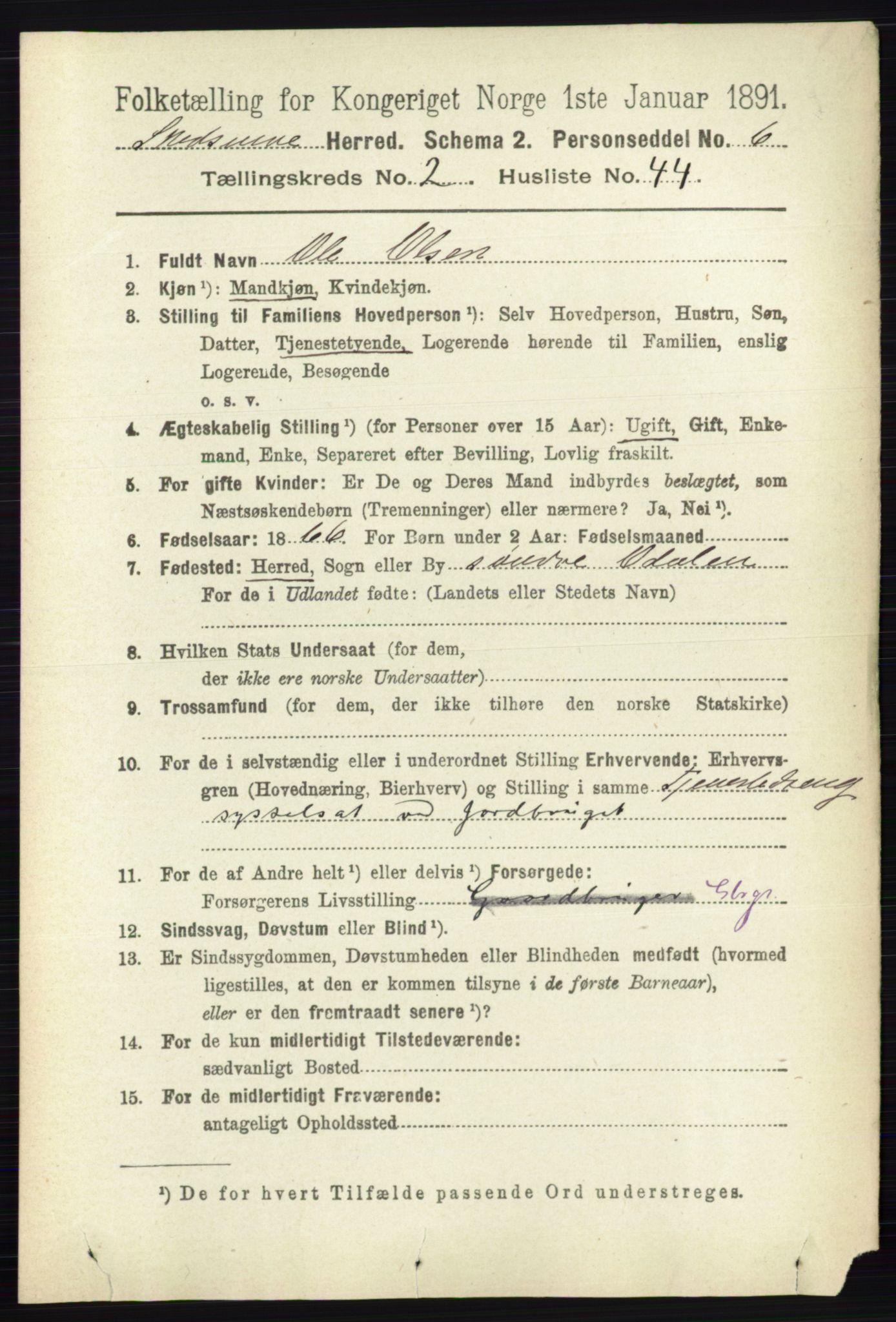 RA, 1891 census for 0231 Skedsmo, 1891, p. 897