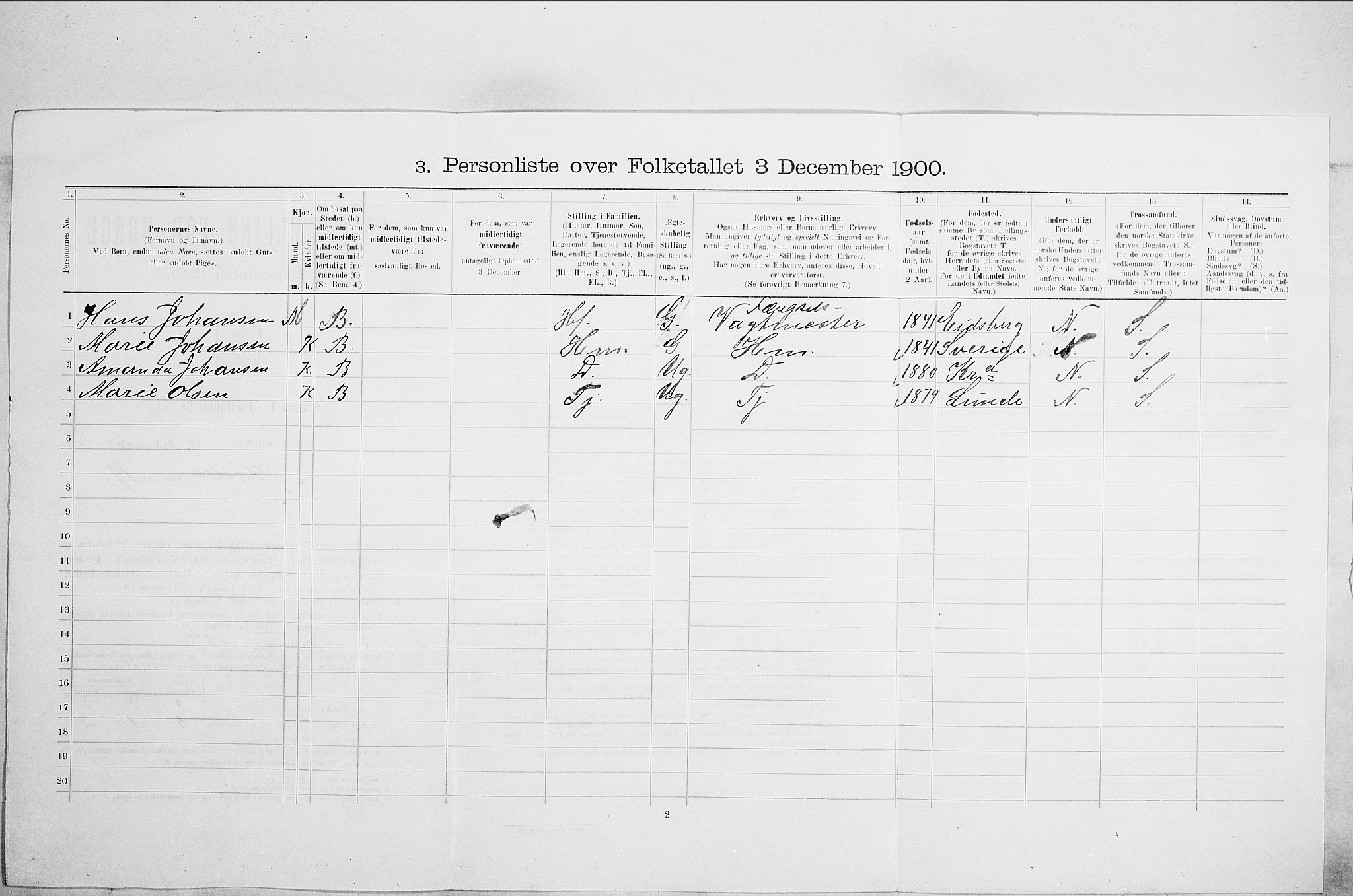 SAO, 1900 census for Kristiania, 1900, p. 62003
