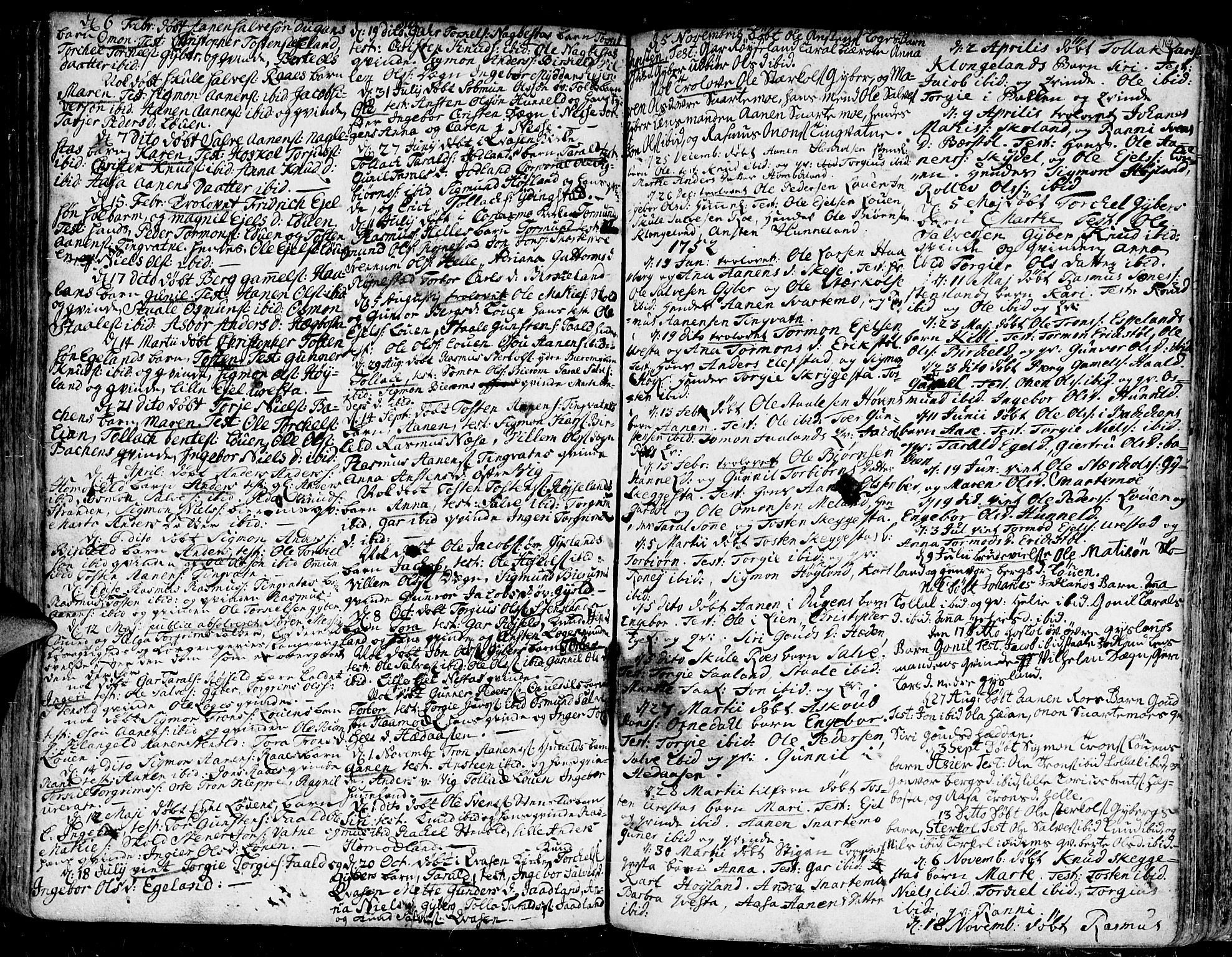 Kvinesdal sokneprestkontor, SAK/1111-0026/F/Fa/Fab/L0001: Parish register (official) no. A 1 /3, 1710-1760, p. 167