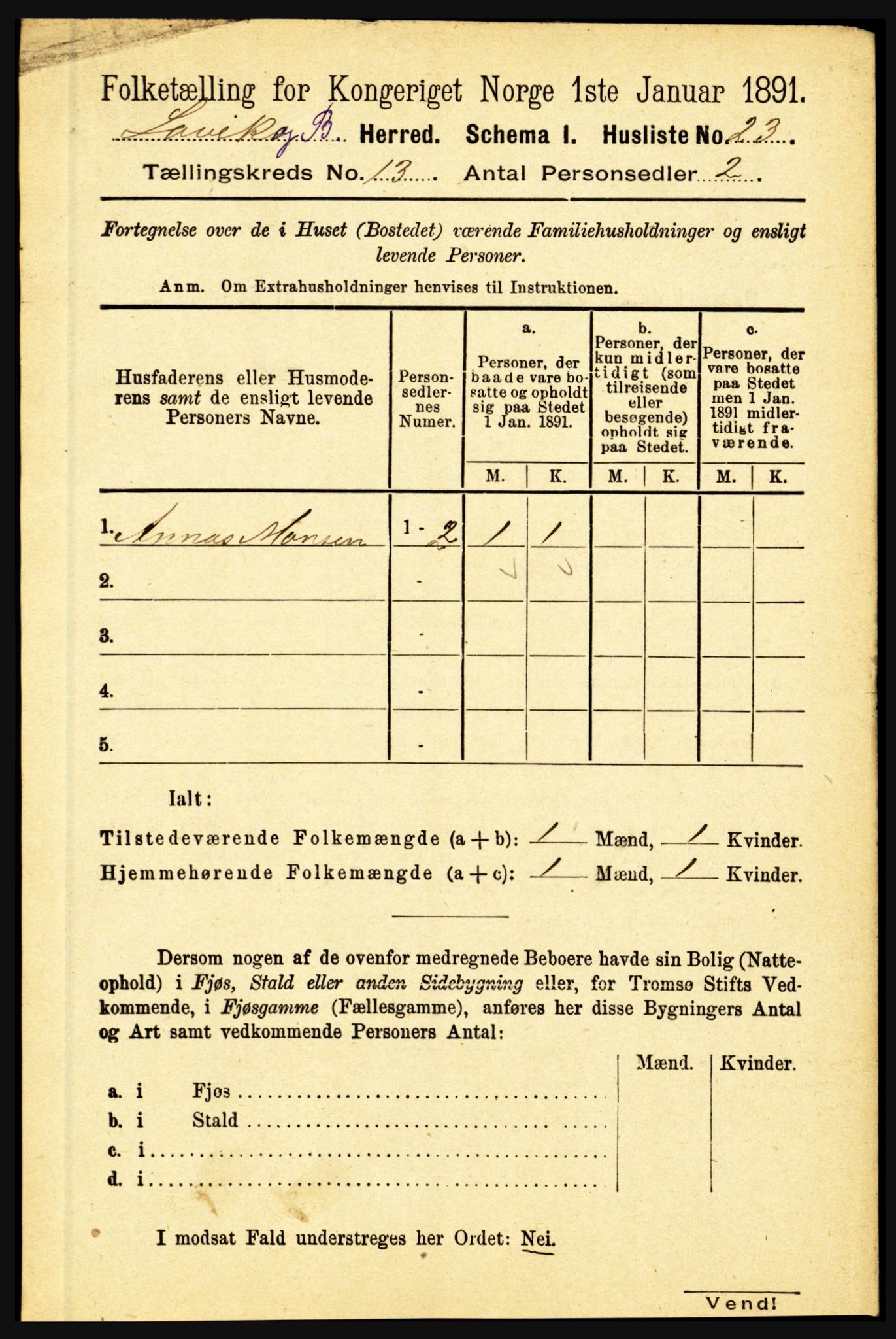 RA, 1891 census for 1415 Lavik og Brekke, 1891, p. 2514