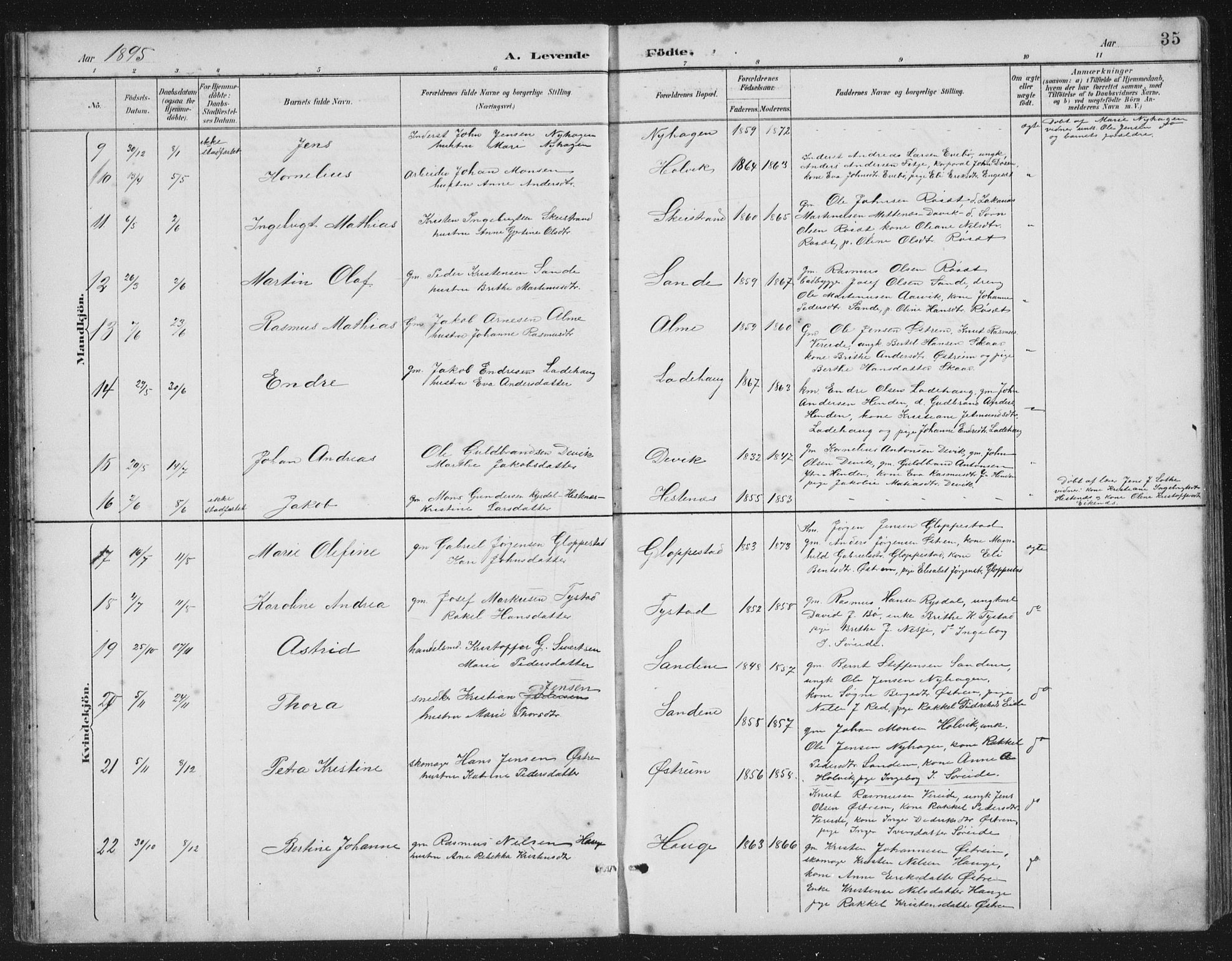Gloppen sokneprestembete, SAB/A-80101/H/Hab/Habb/L0002: Parish register (copy) no. B 2, 1889-1909, p. 35