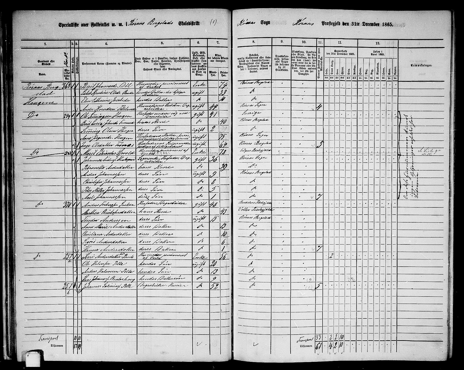 RA, 1865 census for Røros, 1865, p. 29
