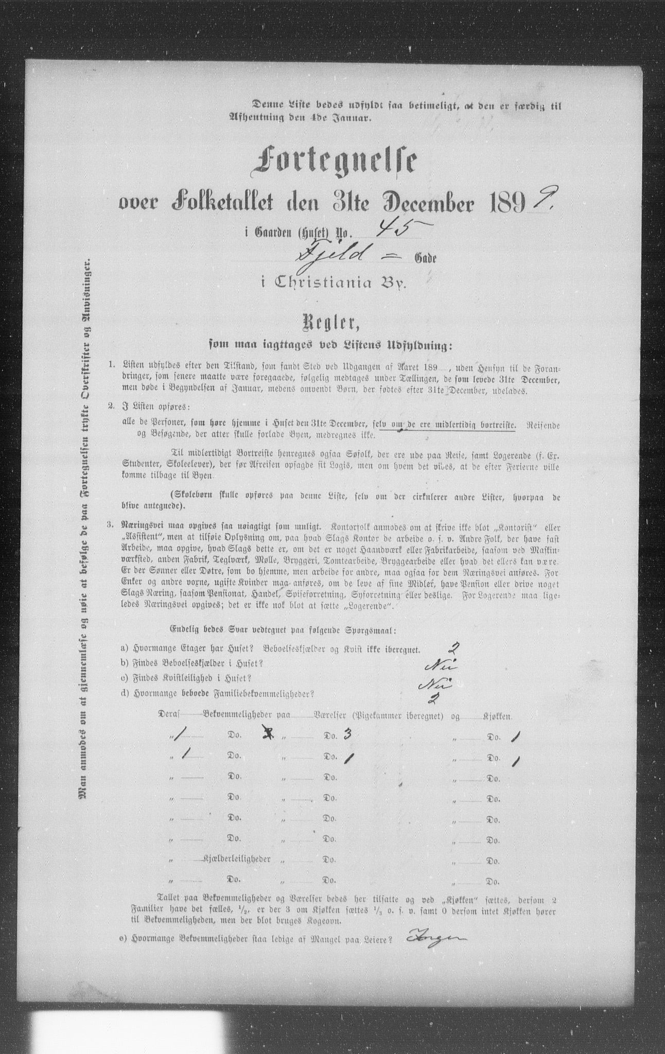 OBA, Municipal Census 1899 for Kristiania, 1899, p. 3275