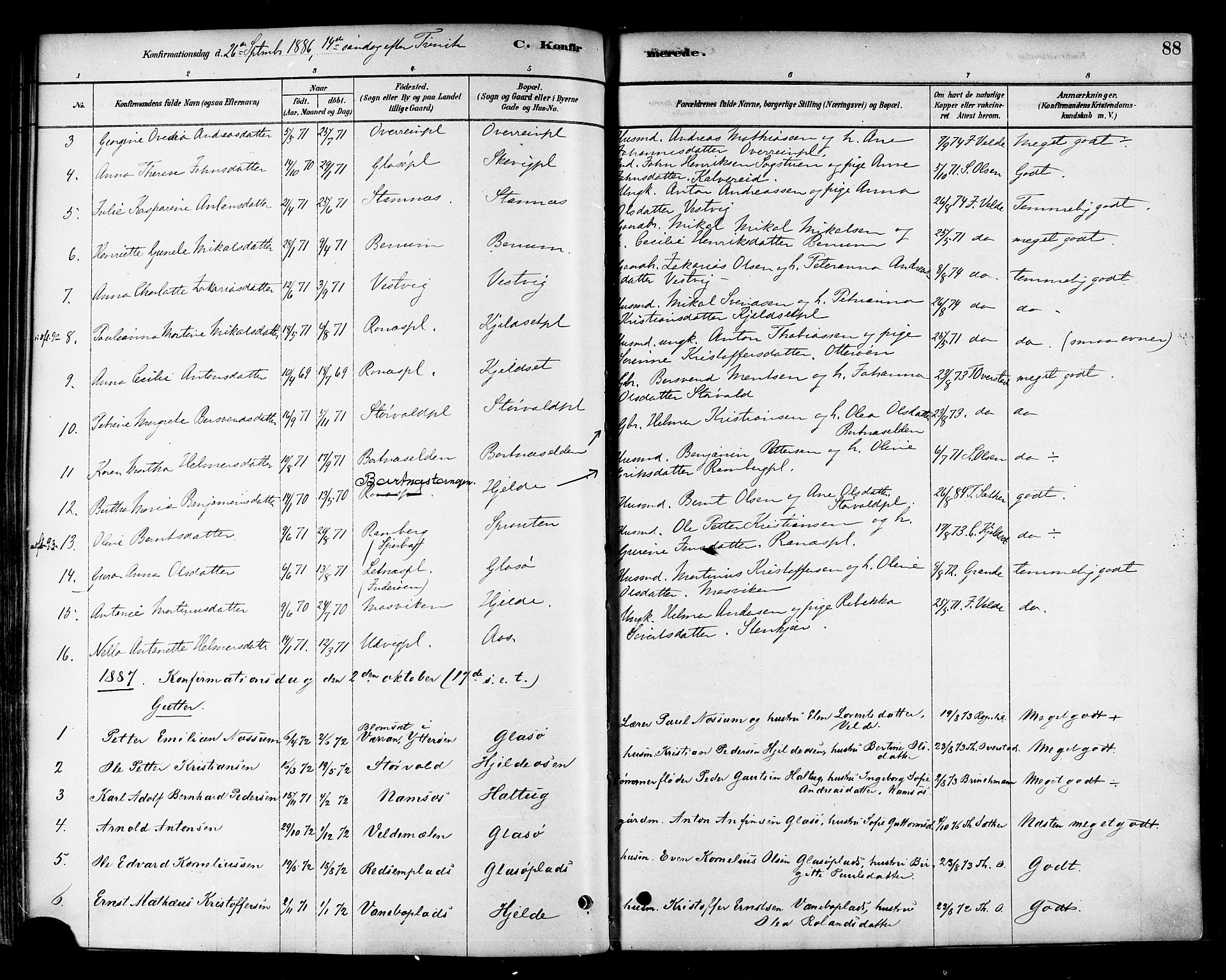 Ministerialprotokoller, klokkerbøker og fødselsregistre - Nord-Trøndelag, SAT/A-1458/741/L0395: Parish register (official) no. 741A09, 1878-1888, p. 88