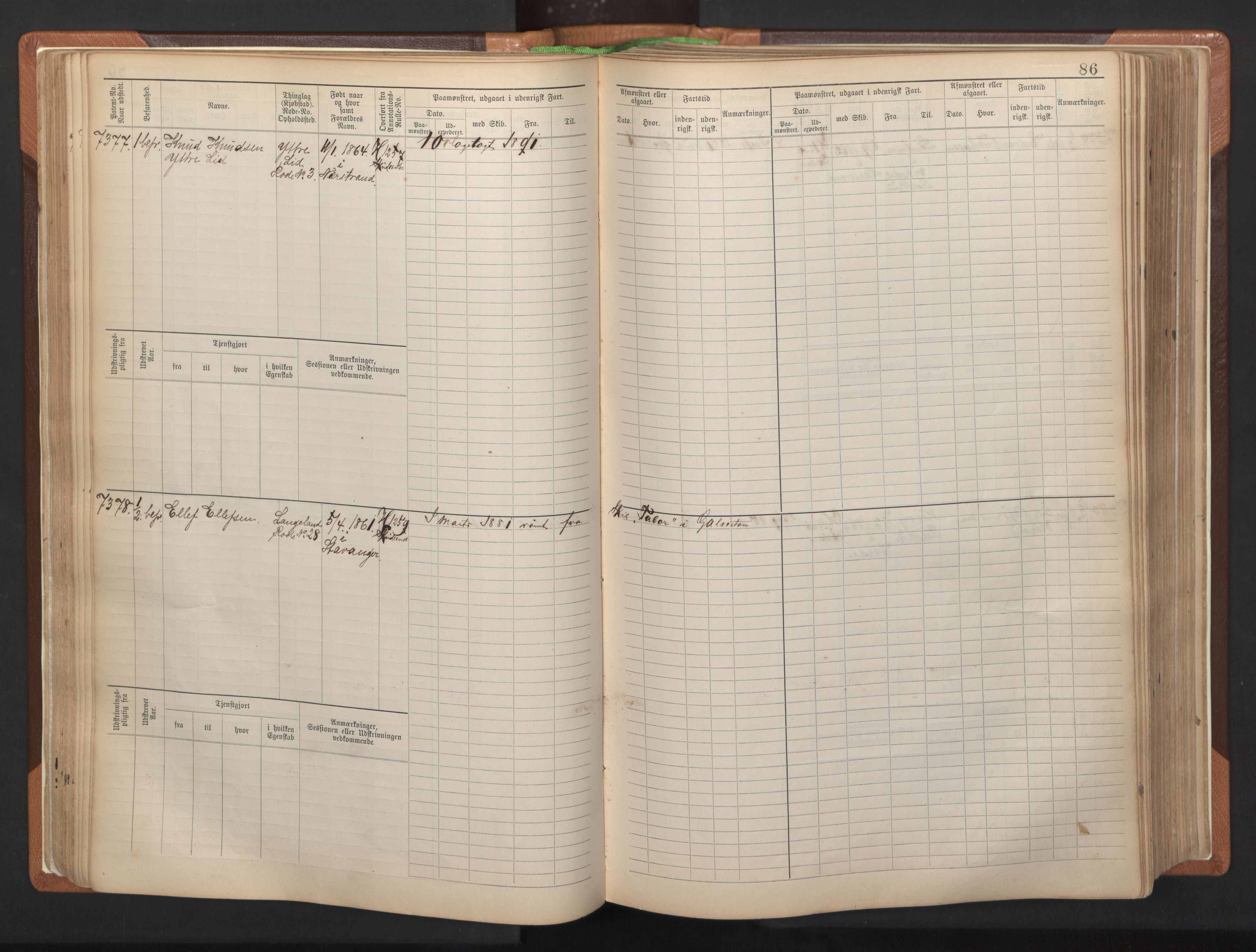 Stavanger sjømannskontor, AV/SAST-A-102006/F/Fb/Fbb/L0012: Sjøfartshovedrulle, patentnr. 7207-8158, 1894-1904, p. 89