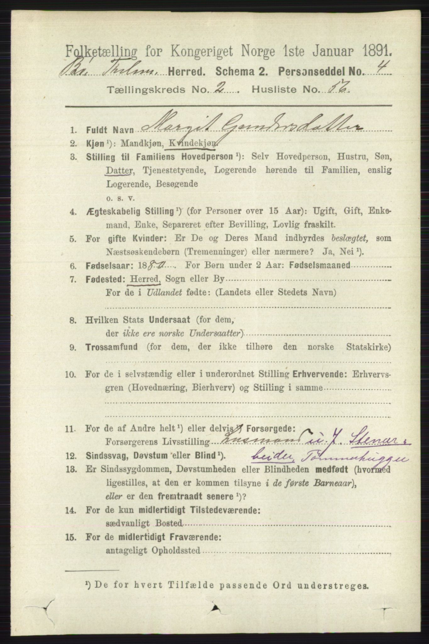 RA, 1891 census for 0821 Bø, 1891, p. 970