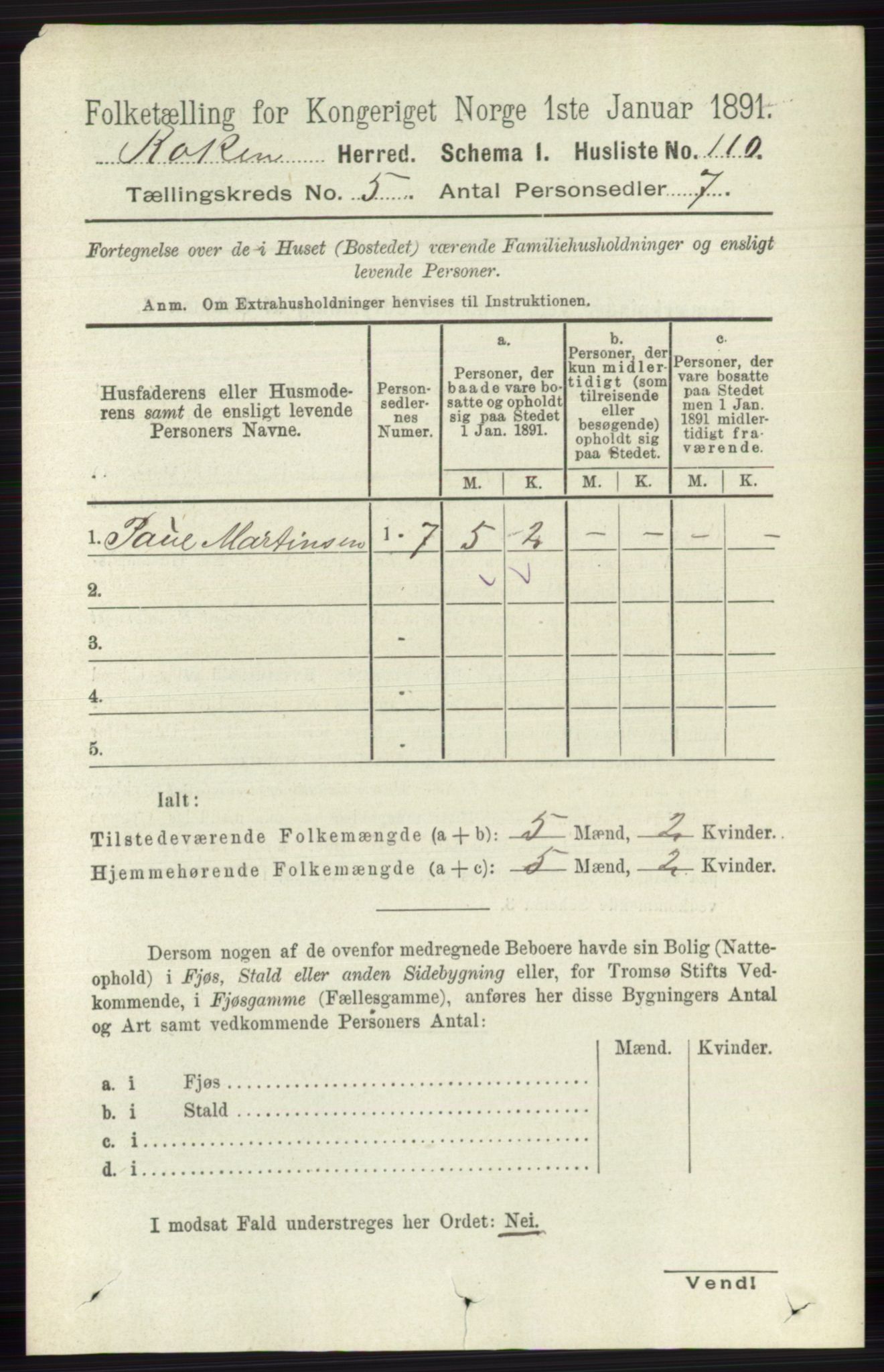 RA, 1891 census for 0627 Røyken, 1891, p. 2874