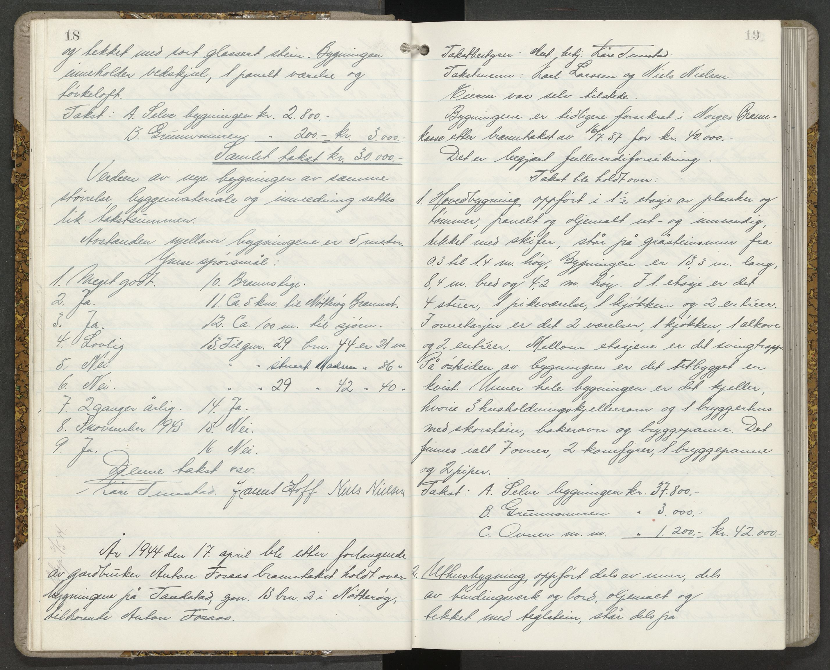 Nøtterøy lensmannskontor, AV/SAKO-A-540/Y/Yg/Yga/L0022: Branntakstprotokoll, 1944-1945, p. 18-19