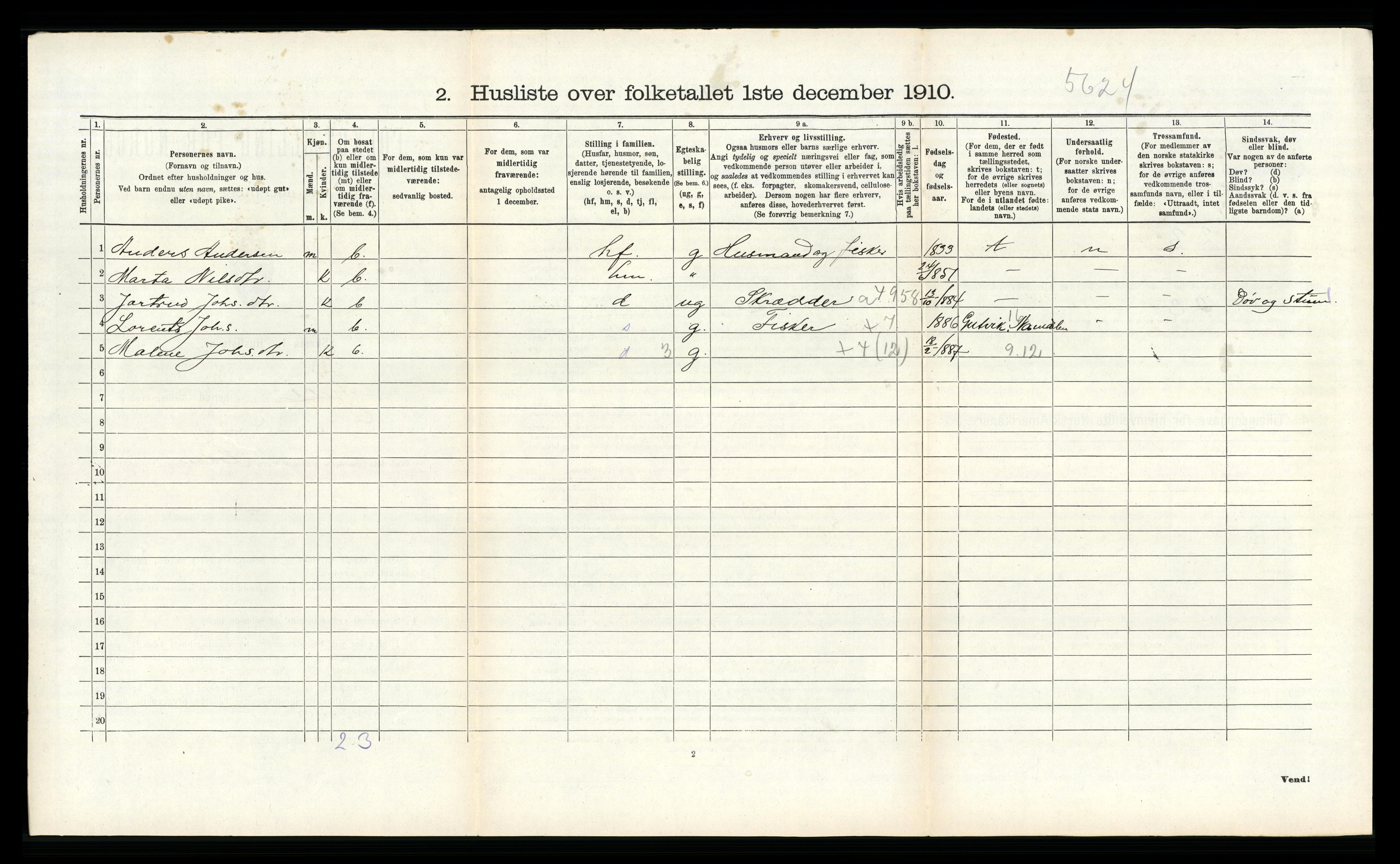 RA, 1910 census for Fjell, 1910, p. 378