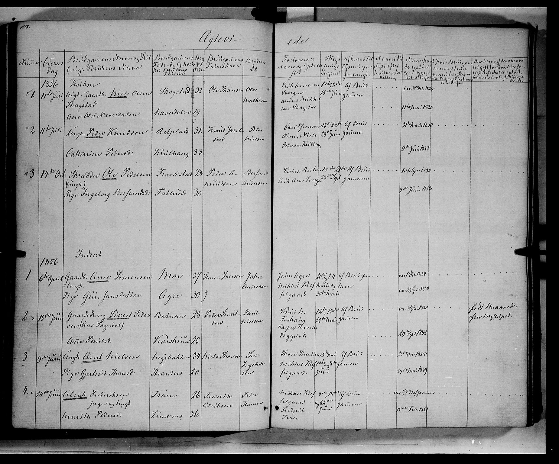 Kvikne prestekontor, SAH/PREST-064/H/Ha/Haa/L0005: Parish register (official) no. 5, 1841-1862, p. 108