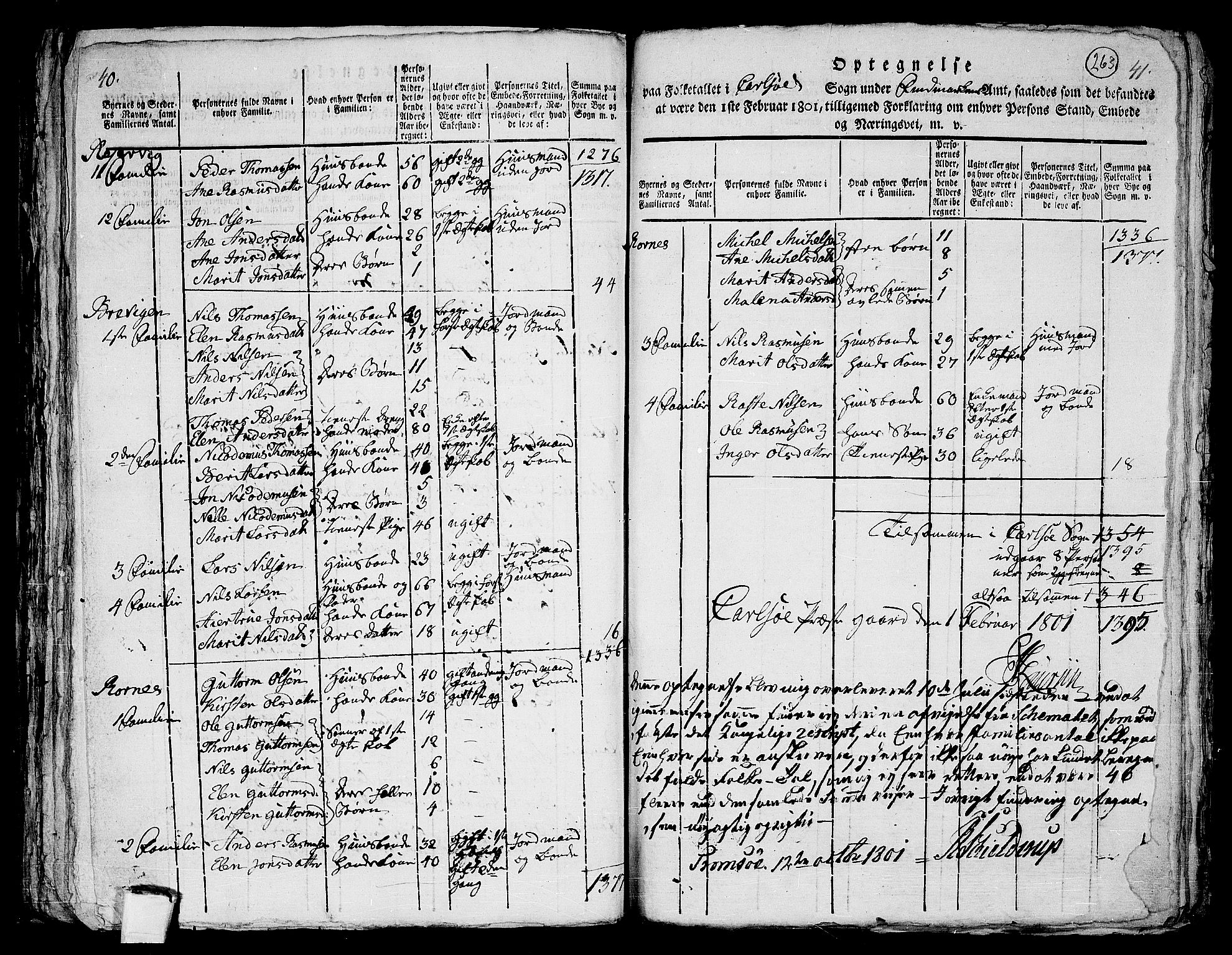 RA, 1801 census for 1936P Karlsøy, 1801, p. 262b-263a