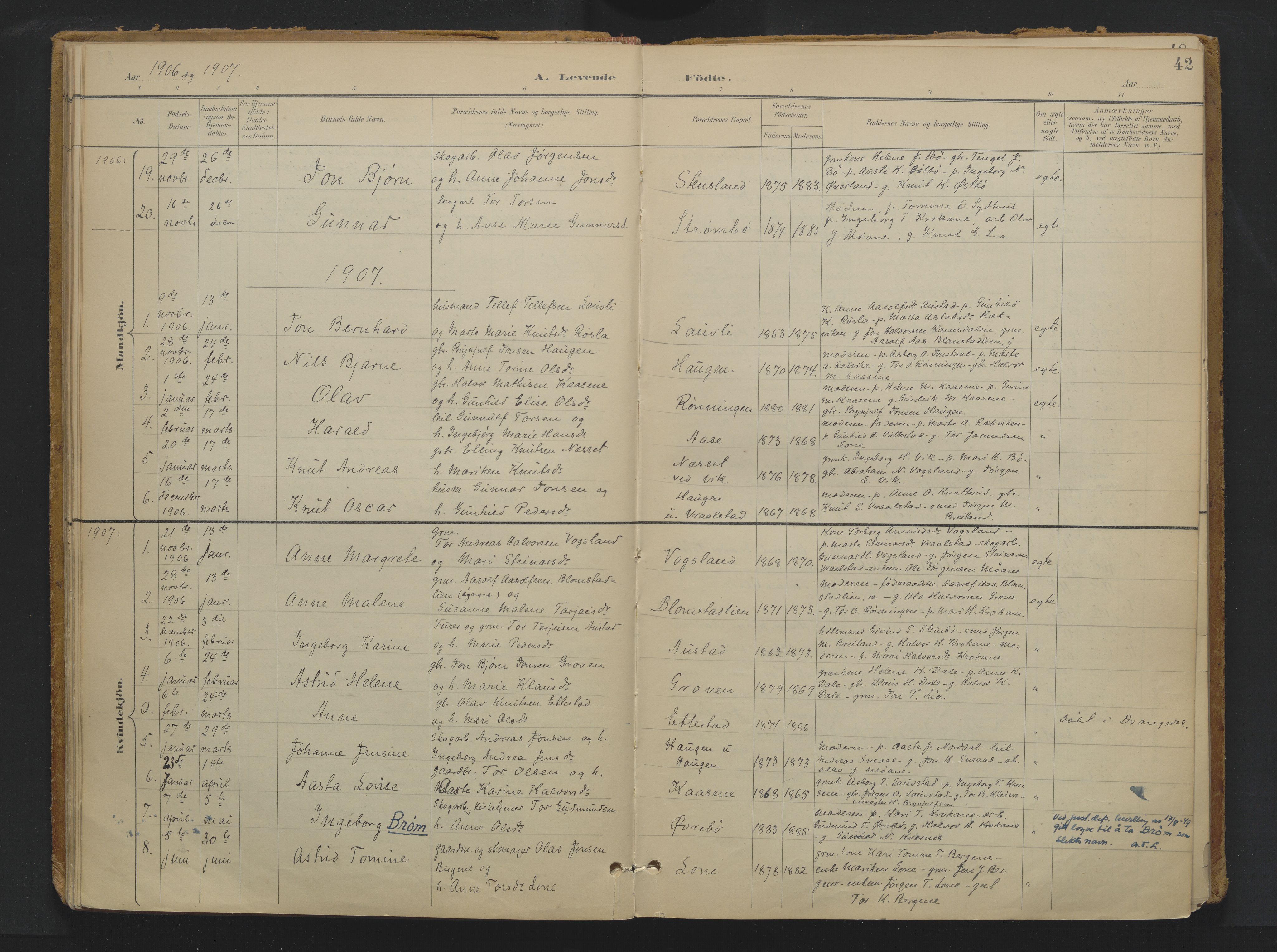 Drangedal kirkebøker, SAKO/A-258/F/Fa/L0013: Parish register (official) no. 13, 1895-1919, p. 42