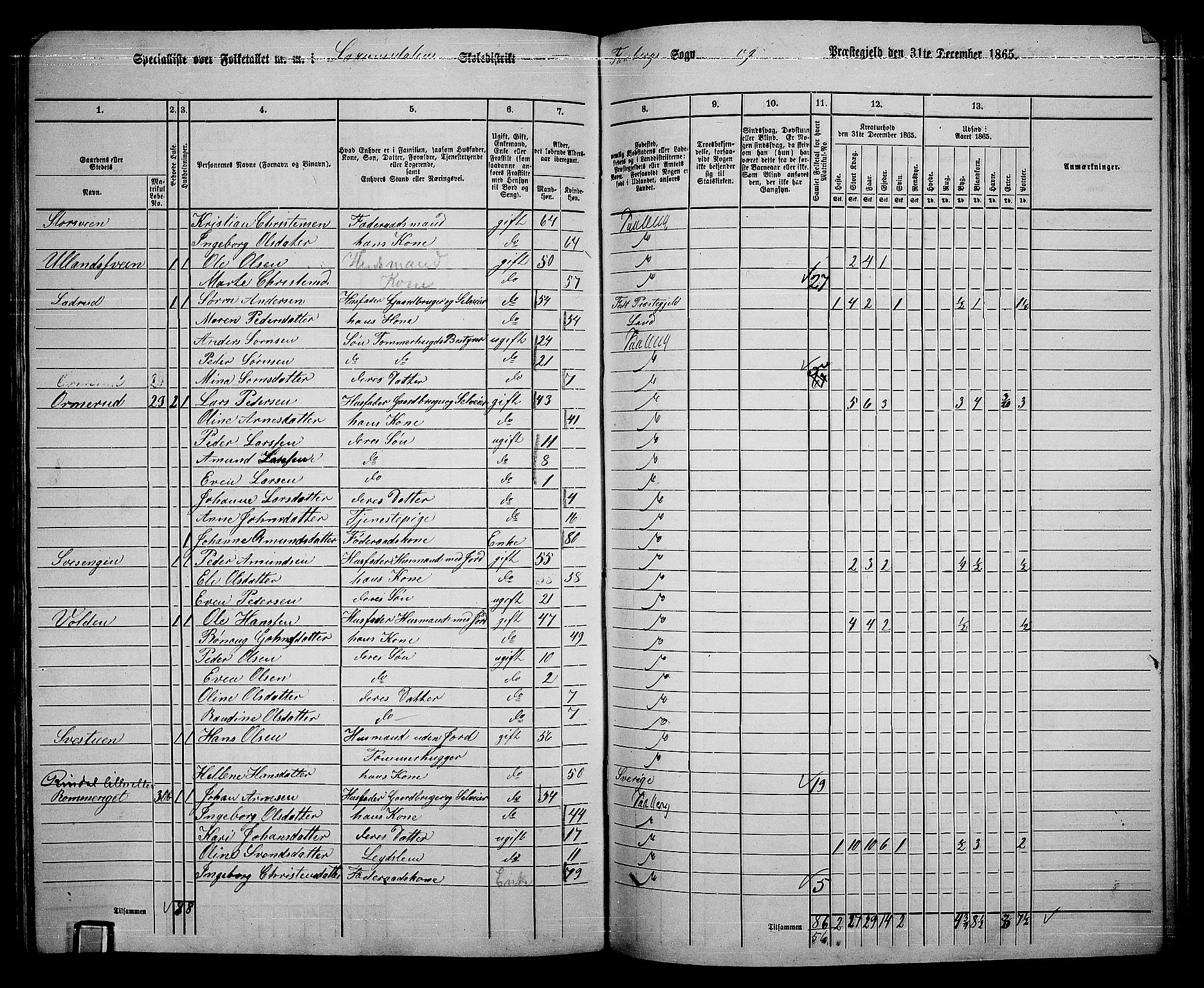 RA, 1865 census for Fåberg/Fåberg og Lillehammer, 1865, p. 217