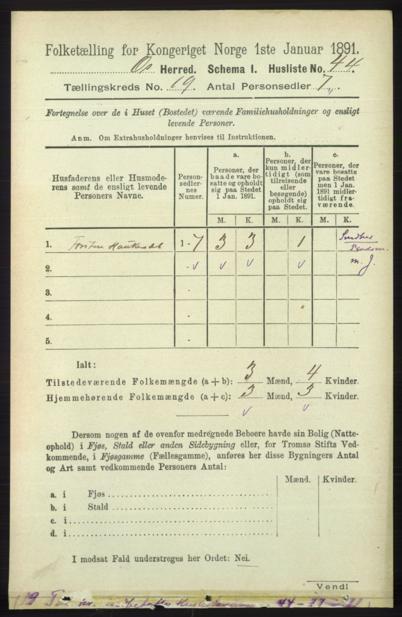 RA, 1891 census for 1243 Os, 1891, p. 4162