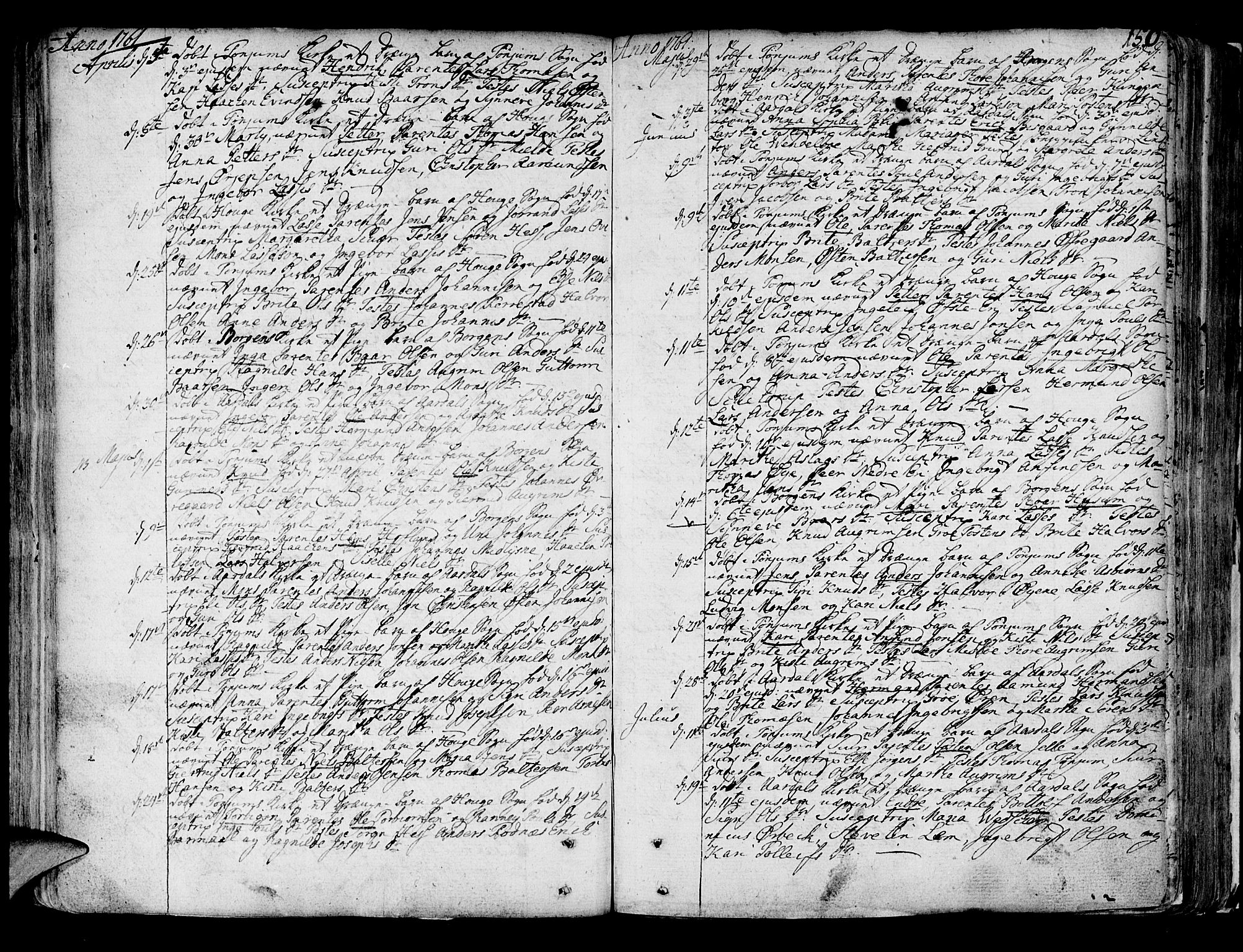 Lærdal sokneprestembete, SAB/A-81201: Parish register (official) no. A 2, 1752-1782, p. 150