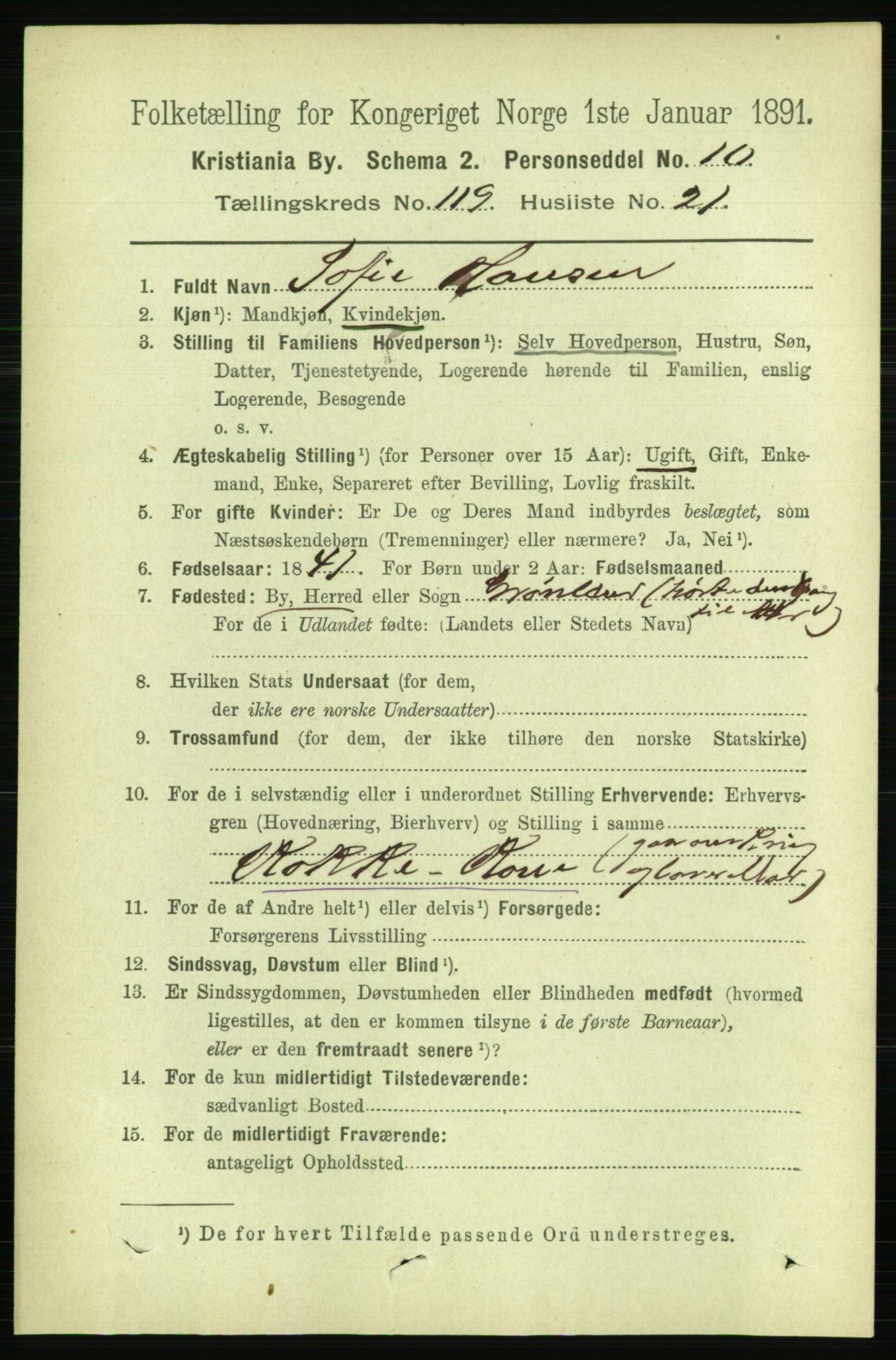 RA, 1891 census for 0301 Kristiania, 1891, p. 63966