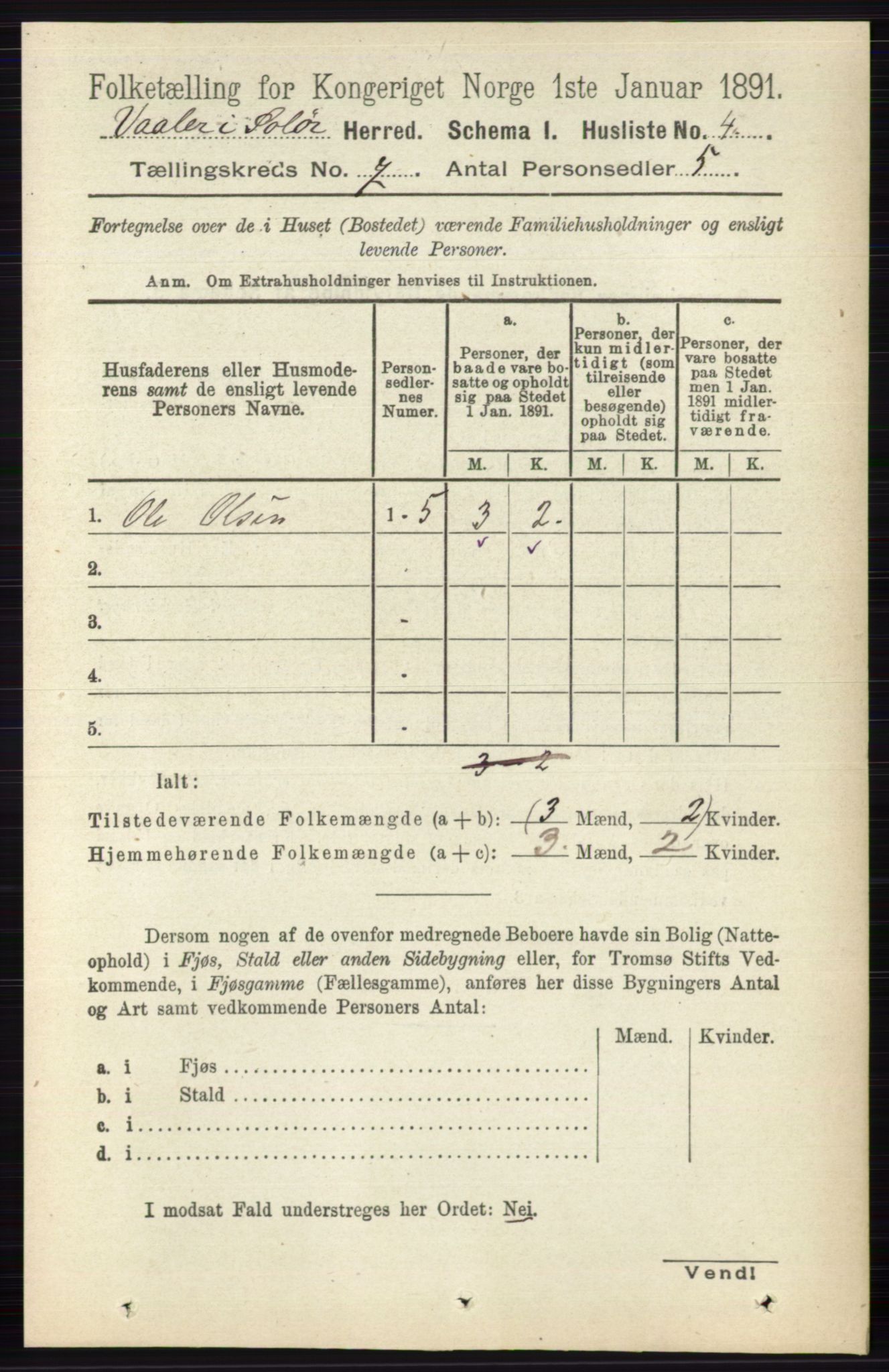 RA, 1891 census for 0426 Våler, 1891, p. 2872