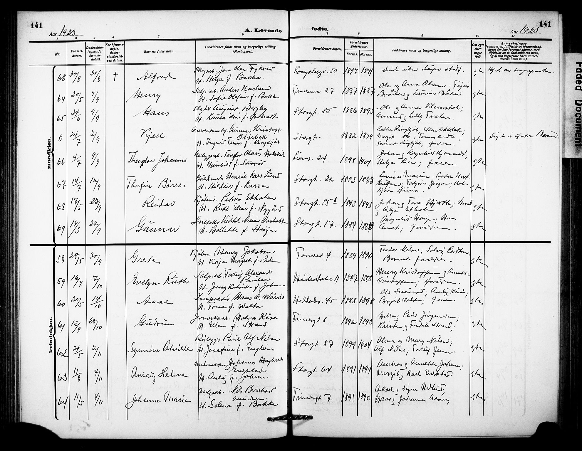 Notodden kirkebøker, AV/SAKO-A-290/G/Ga/L0001: Parish register (copy) no. 1, 1912-1923, p. 141