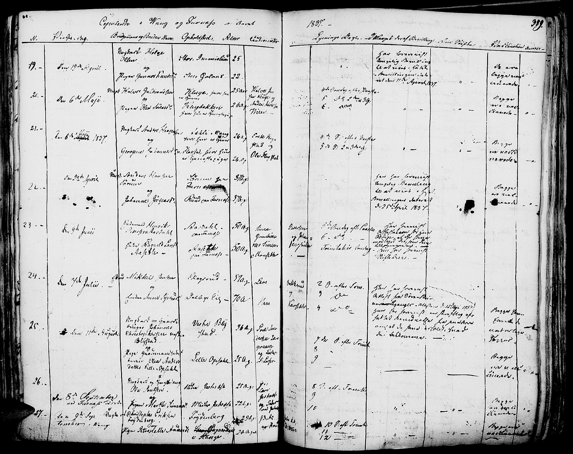 Vang prestekontor, Hedmark, AV/SAH-PREST-008/H/Ha/Haa/L0009: Parish register (official) no. 9, 1826-1841, p. 389