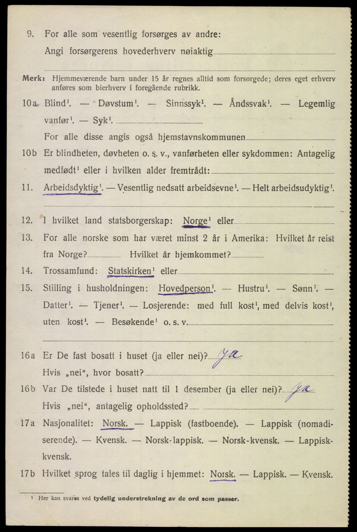 SAT, 1920 census for Evenes, 1920, p. 3591