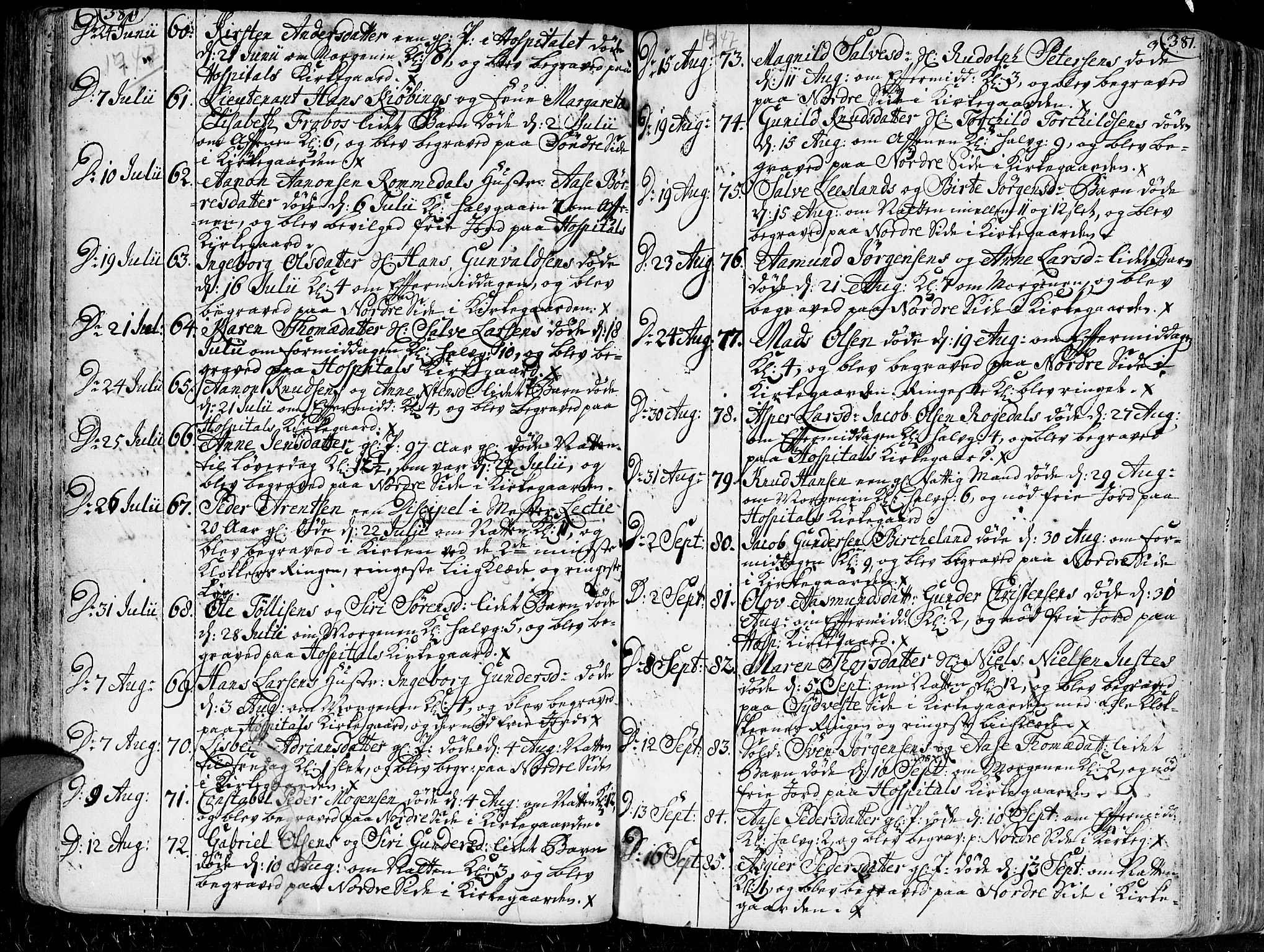 Kristiansand domprosti, AV/SAK-1112-0006/F/Fa/L0001: Parish register (official) no. A 1, 1734-1793, p. 380-381