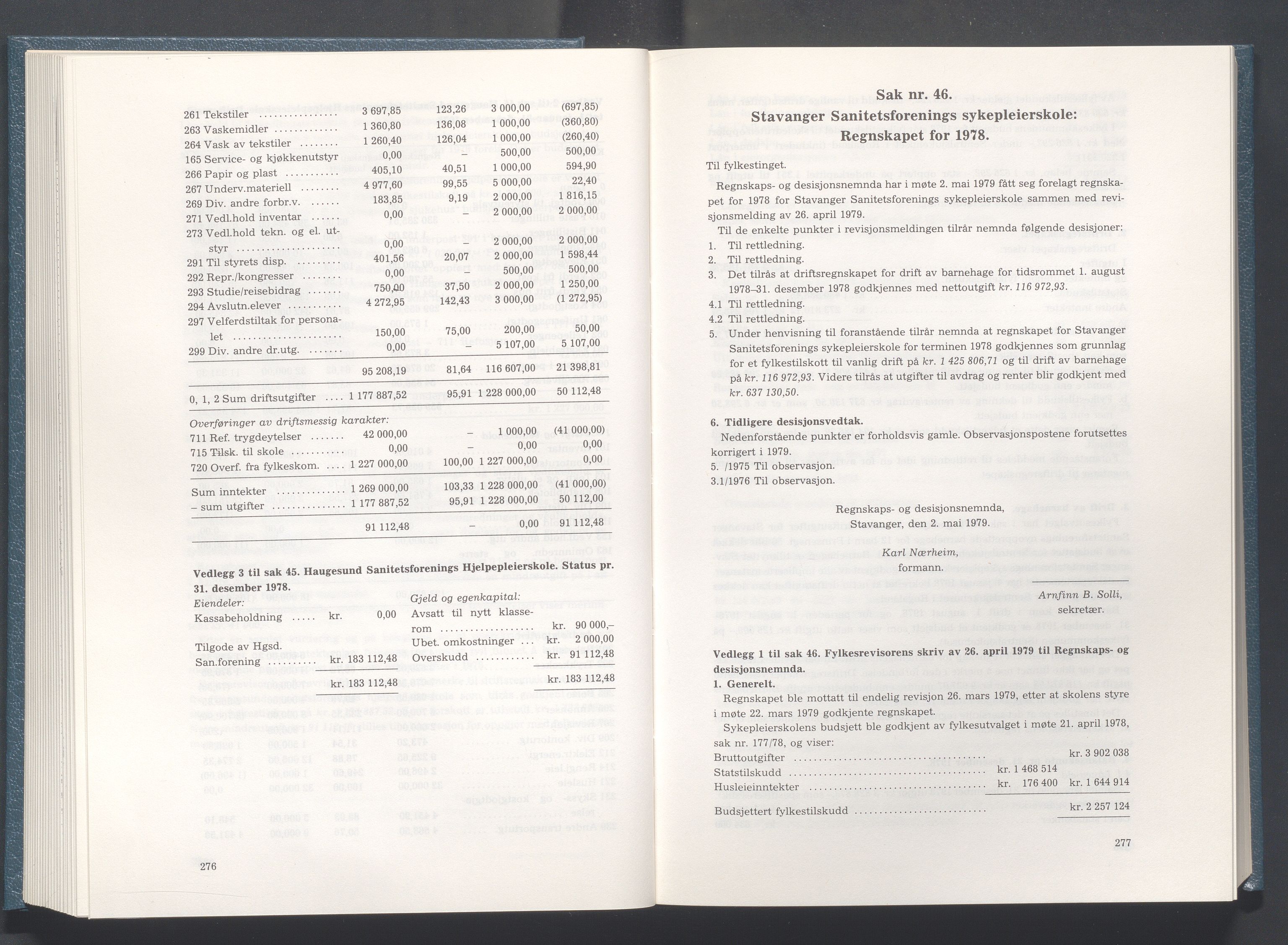 Rogaland fylkeskommune - Fylkesrådmannen , IKAR/A-900/A/Aa/Aaa/L0099: Møtebok , 1979, p. 276-277