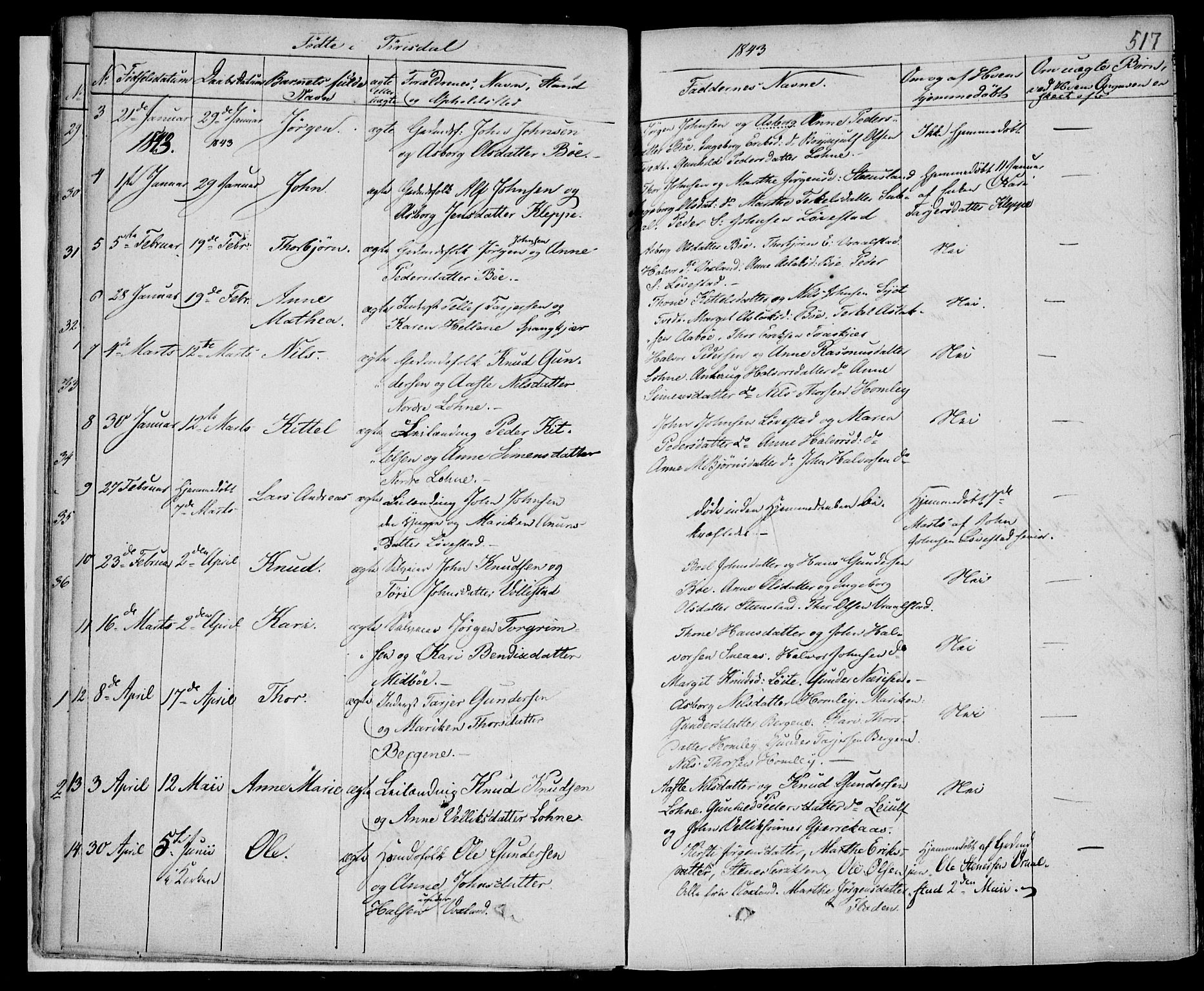 Drangedal kirkebøker, AV/SAKO-A-258/F/Fa/L0007b: Parish register (official) no. 7b, 1837-1856, p. 517