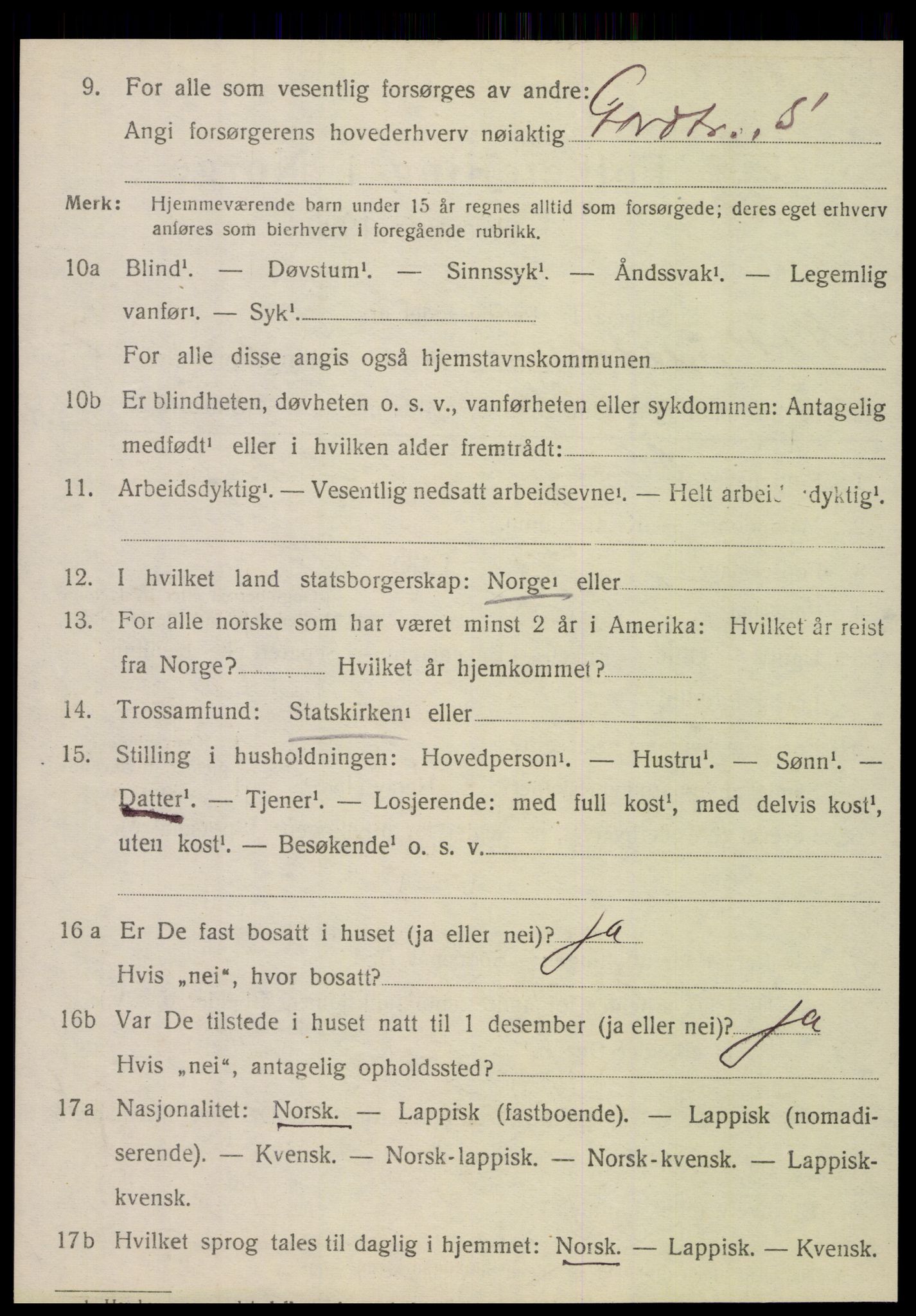 SAT, 1920 census for Hattfjelldal, 1920, p. 1831