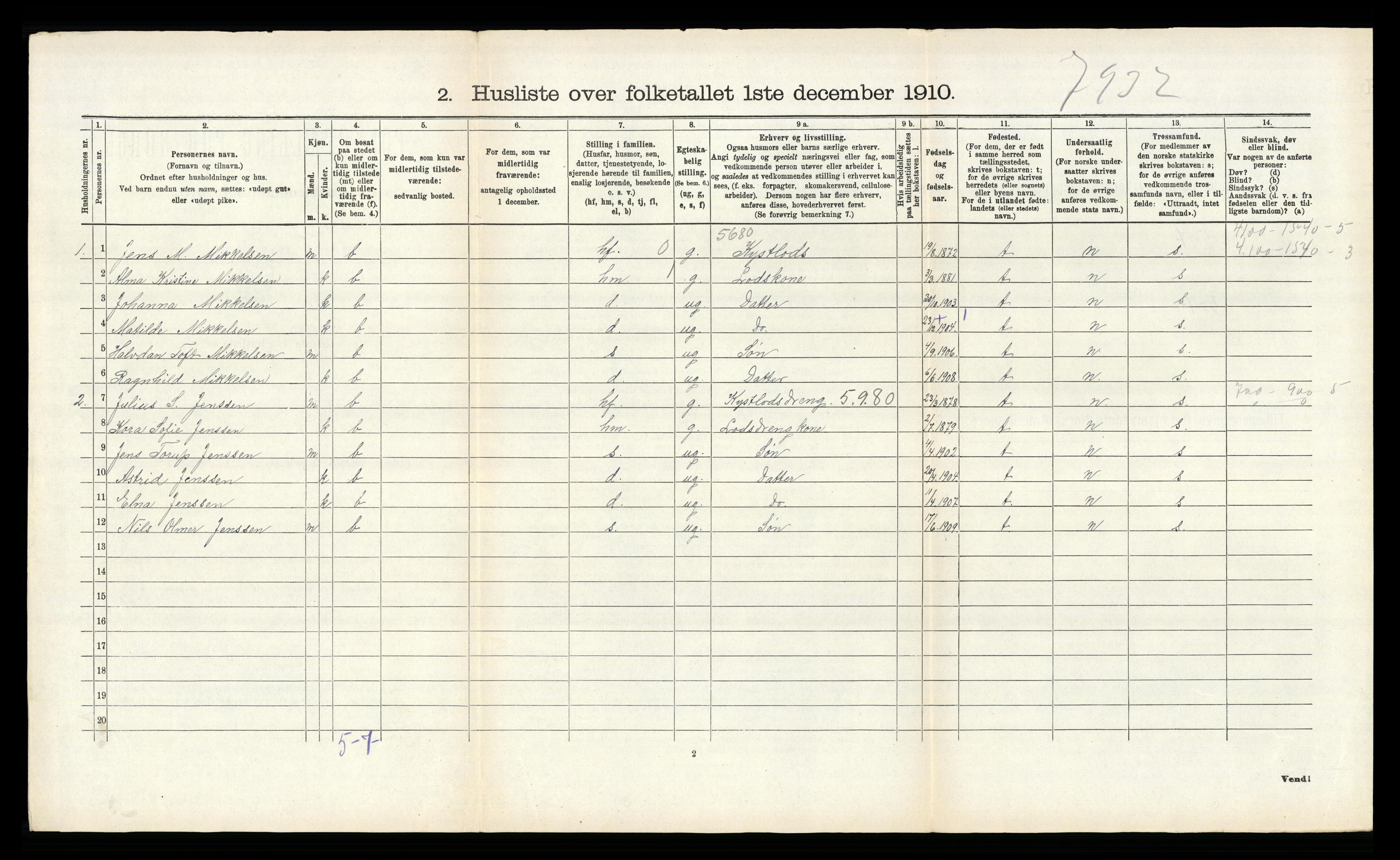 RA, 1910 census for Tromøy, 1910, p. 835