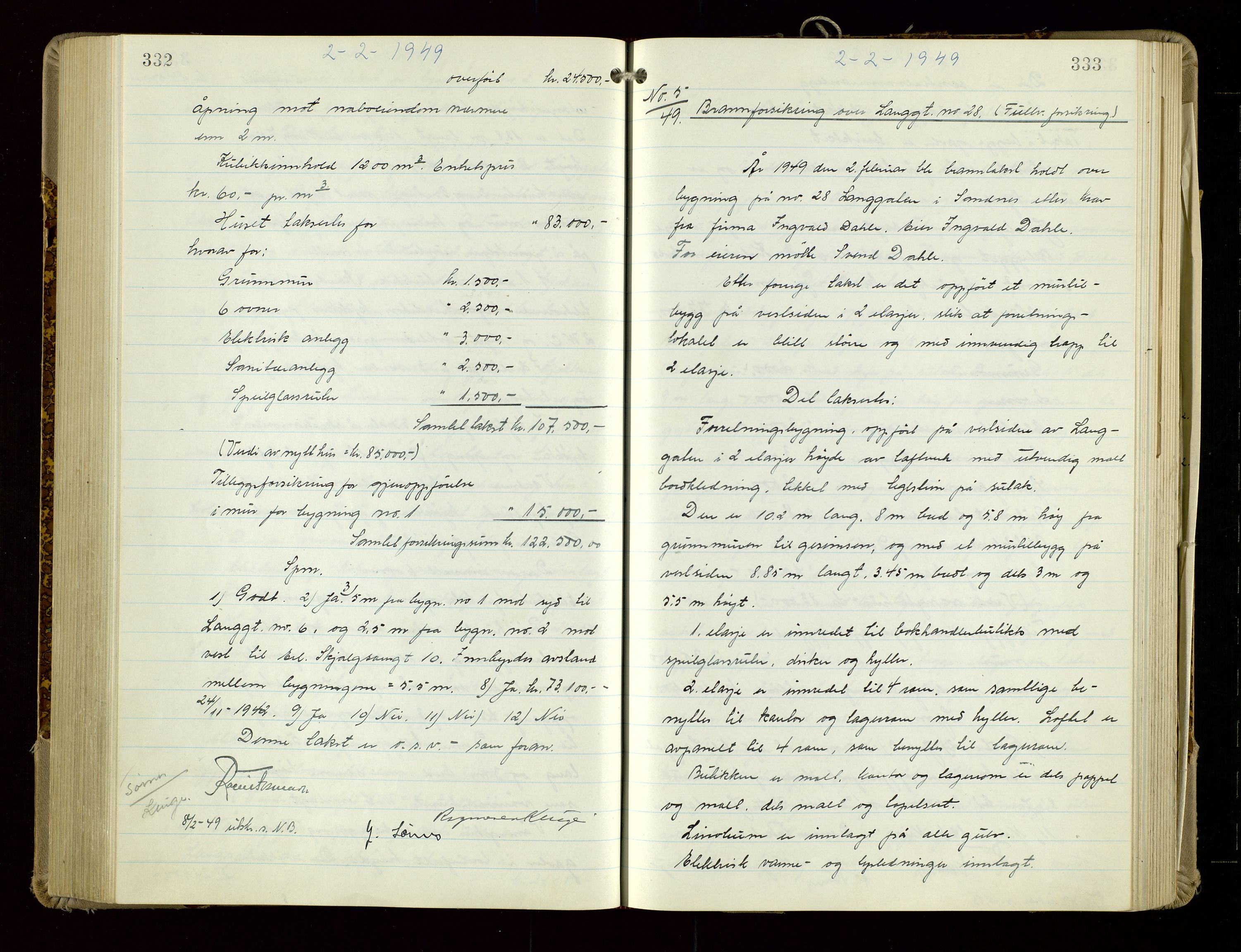 Sandnes lensmannskontor, AV/SAST-A-100167/Goa/L0006: "Brandtakstprotokol", 1943-1954, p. 332-333