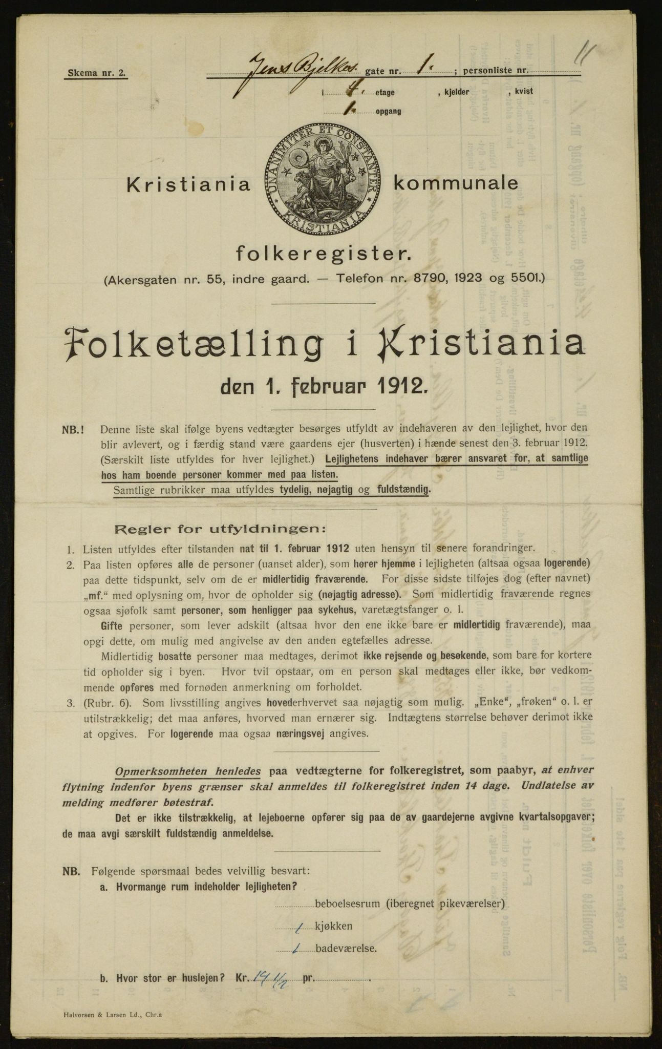 OBA, Municipal Census 1912 for Kristiania, 1912, p. 45810