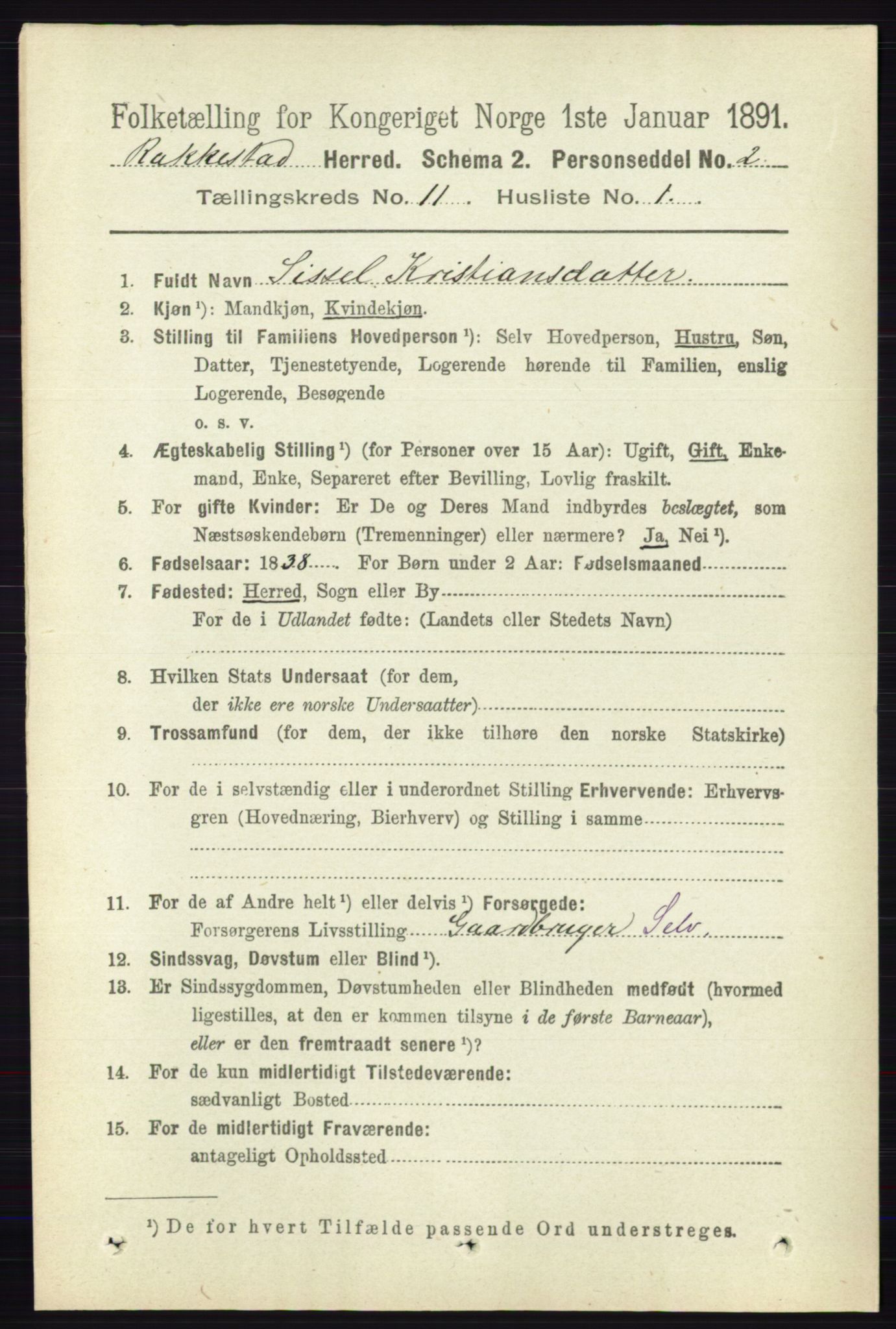 RA, 1891 census for 0128 Rakkestad, 1891, p. 5162