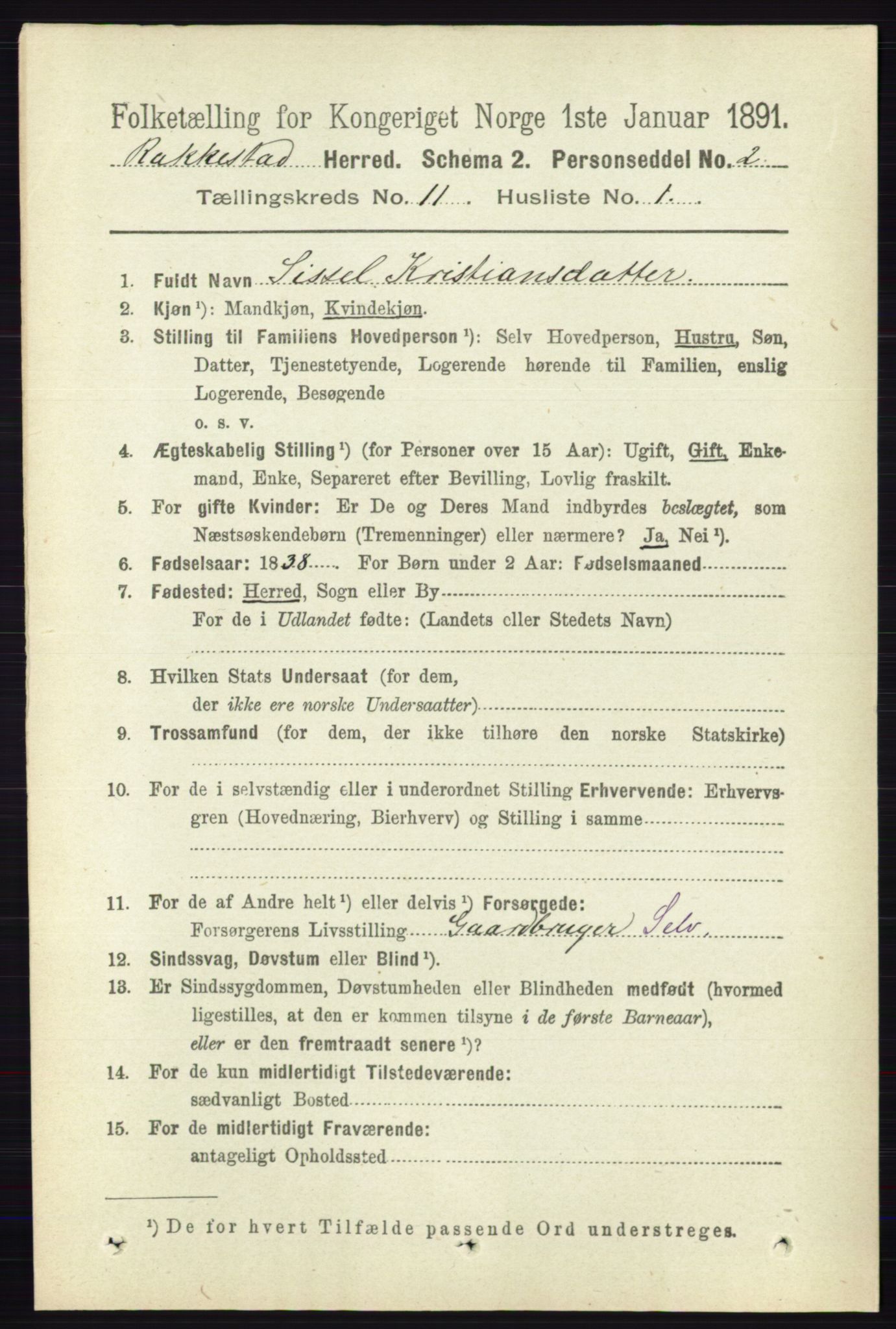 RA, 1891 census for 0128 Rakkestad, 1891, p. 5162