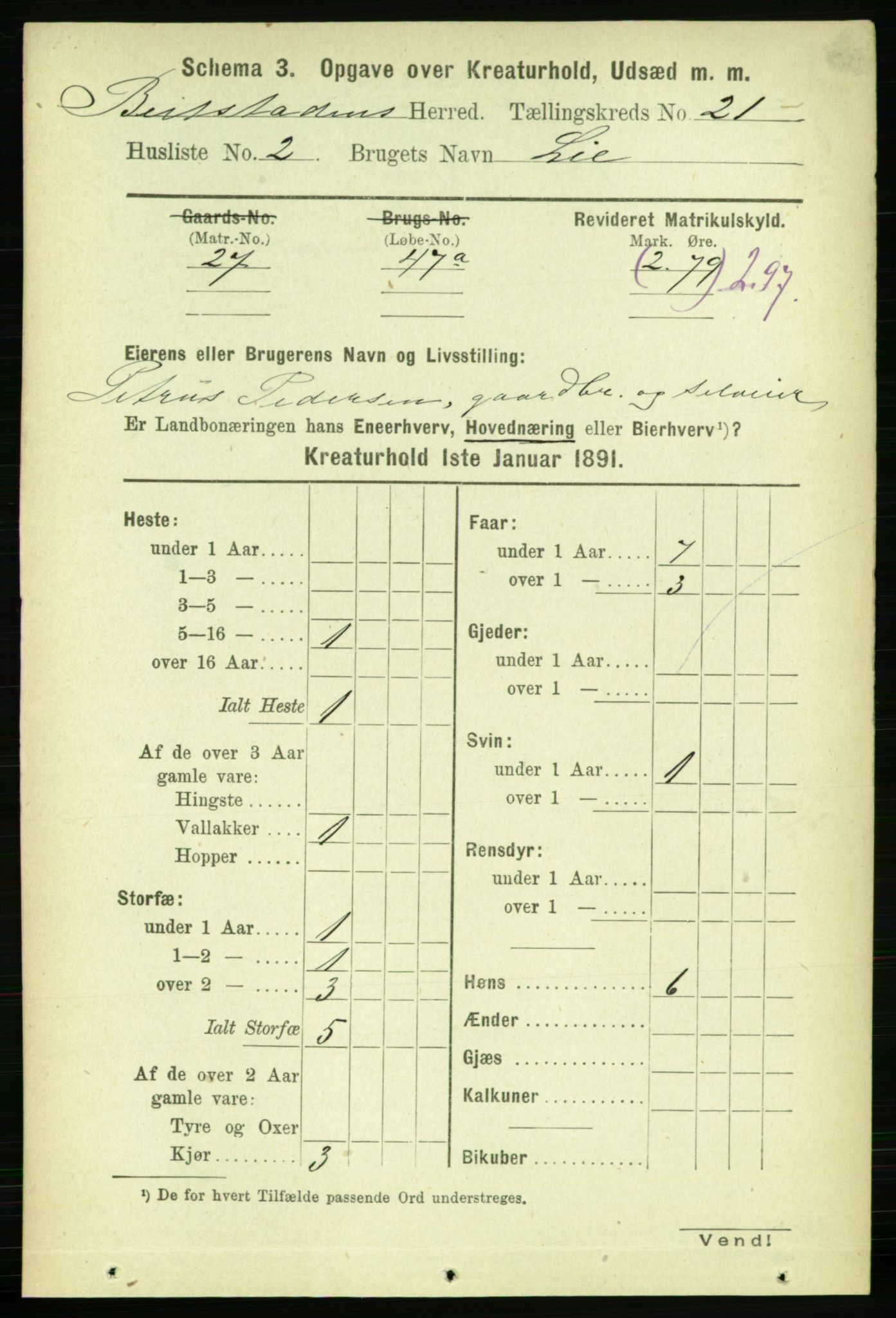 RA, 1891 census for 1727 Beitstad, 1891, p. 7003