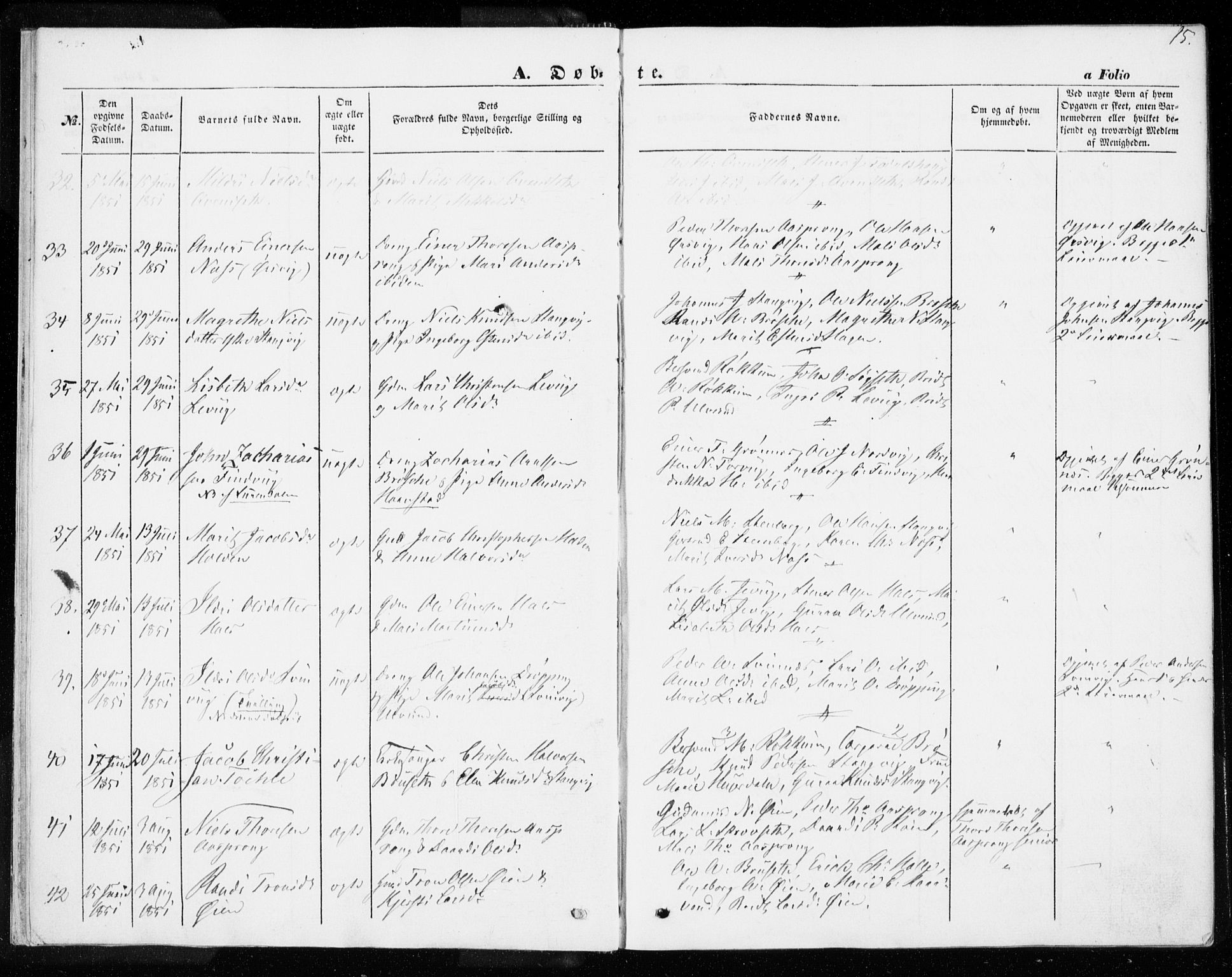 Ministerialprotokoller, klokkerbøker og fødselsregistre - Møre og Romsdal, AV/SAT-A-1454/592/L1026: Parish register (official) no. 592A04, 1849-1867, p. 15