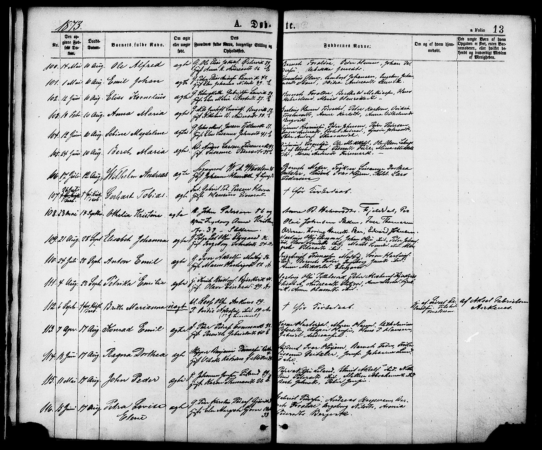 Ministerialprotokoller, klokkerbøker og fødselsregistre - Nordland, SAT/A-1459/863/L0897: Parish register (official) no. 863A09, 1872-1886, p. 13