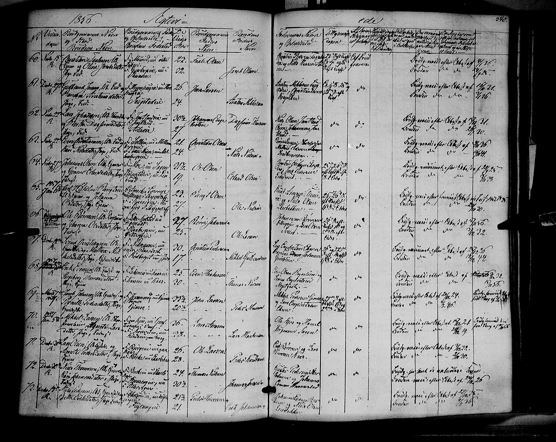 Ringsaker prestekontor, SAH/PREST-014/K/Ka/L0009: Parish register (official) no. 9, 1850-1860, p. 340