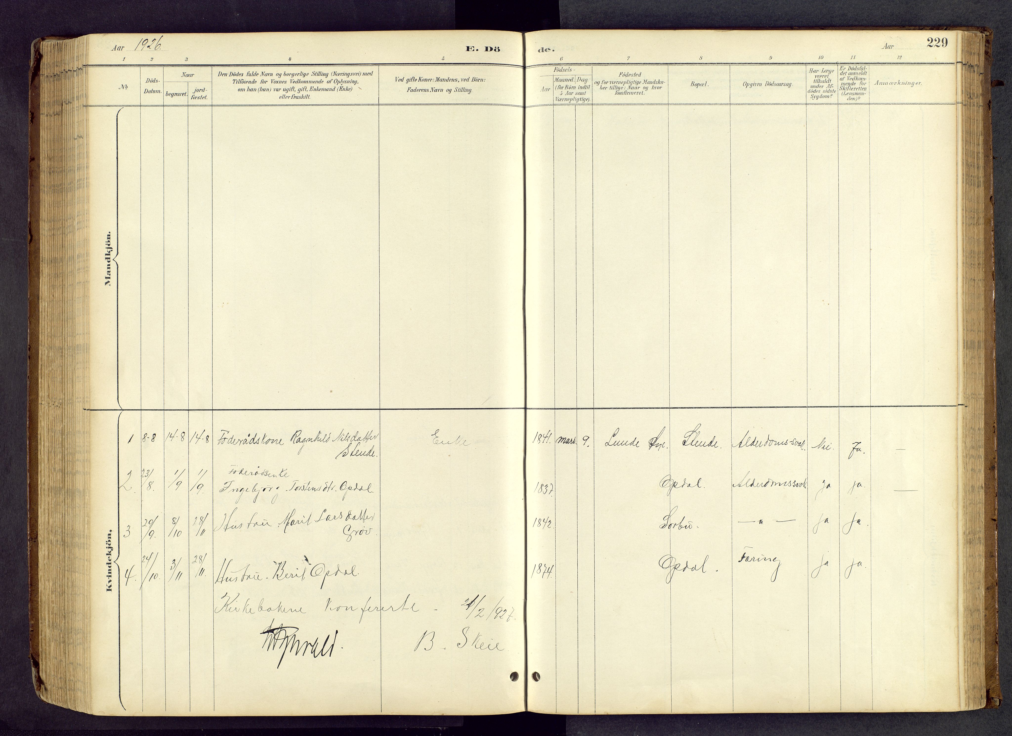Vang prestekontor, Valdres, SAH/PREST-140/H/Hb/L0005: Parish register (copy) no. 5, 1889-1945, p. 229