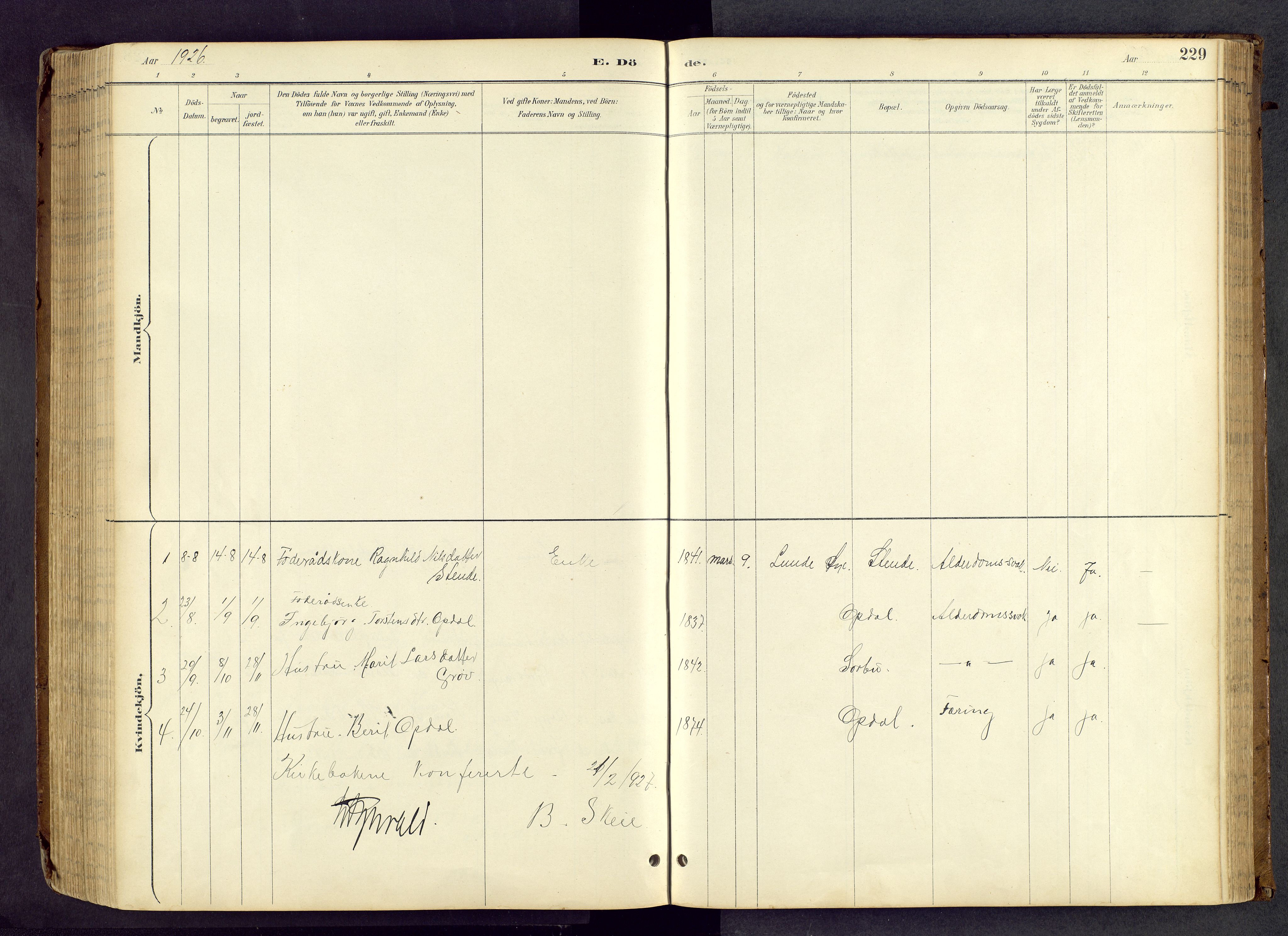 Vang prestekontor, Valdres, AV/SAH-PREST-140/H/Hb/L0005: Parish register (copy) no. 5, 1889-1945, p. 229