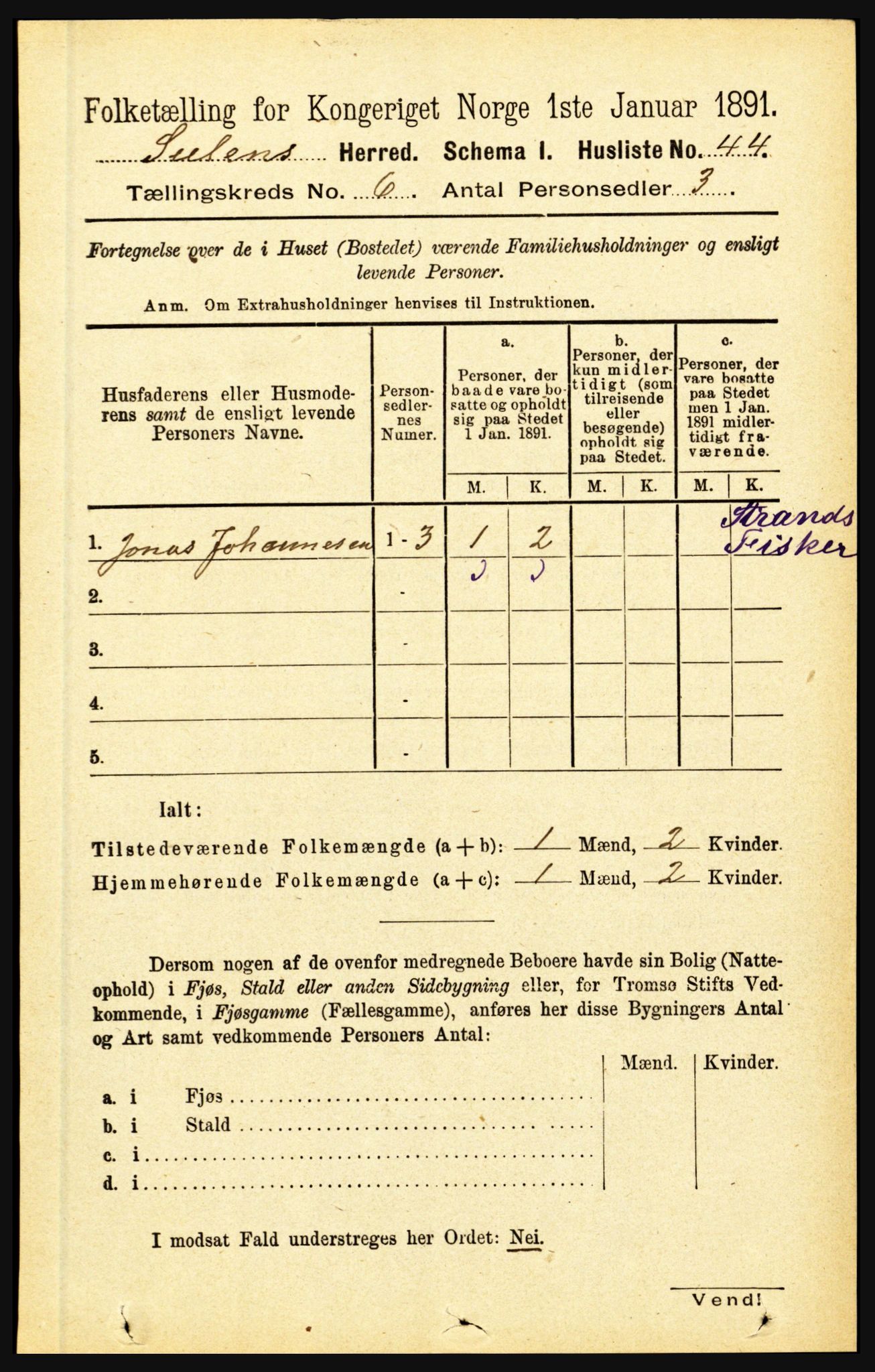 RA, 1891 census for 1412 Solund, 1891, p. 1996