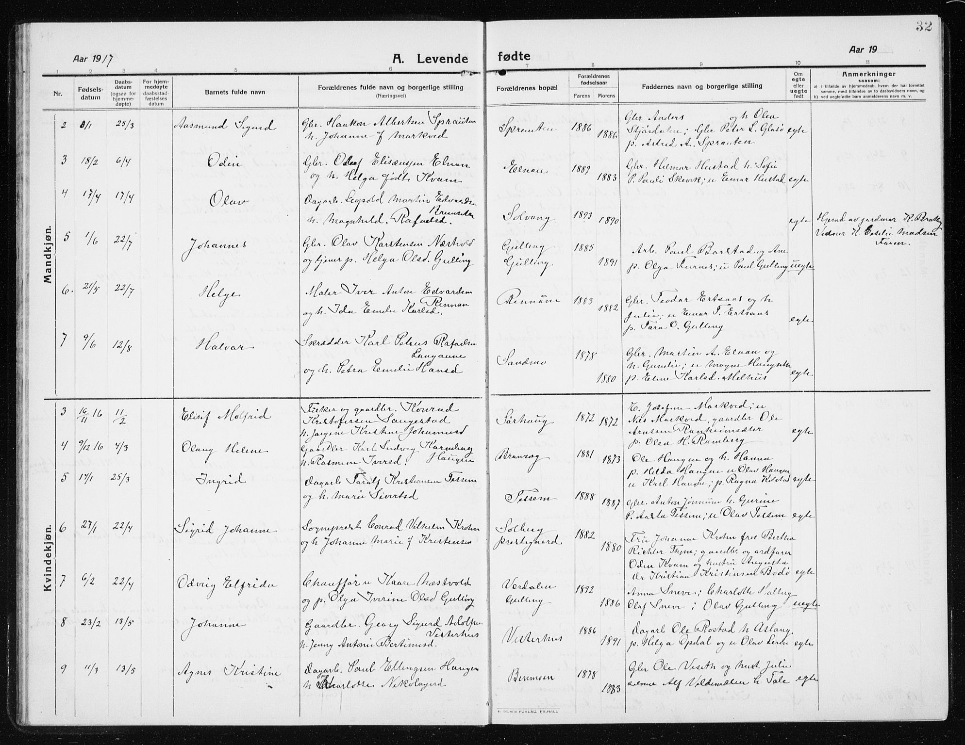 Ministerialprotokoller, klokkerbøker og fødselsregistre - Nord-Trøndelag, SAT/A-1458/741/L0402: Parish register (copy) no. 741C03, 1911-1926, p. 32