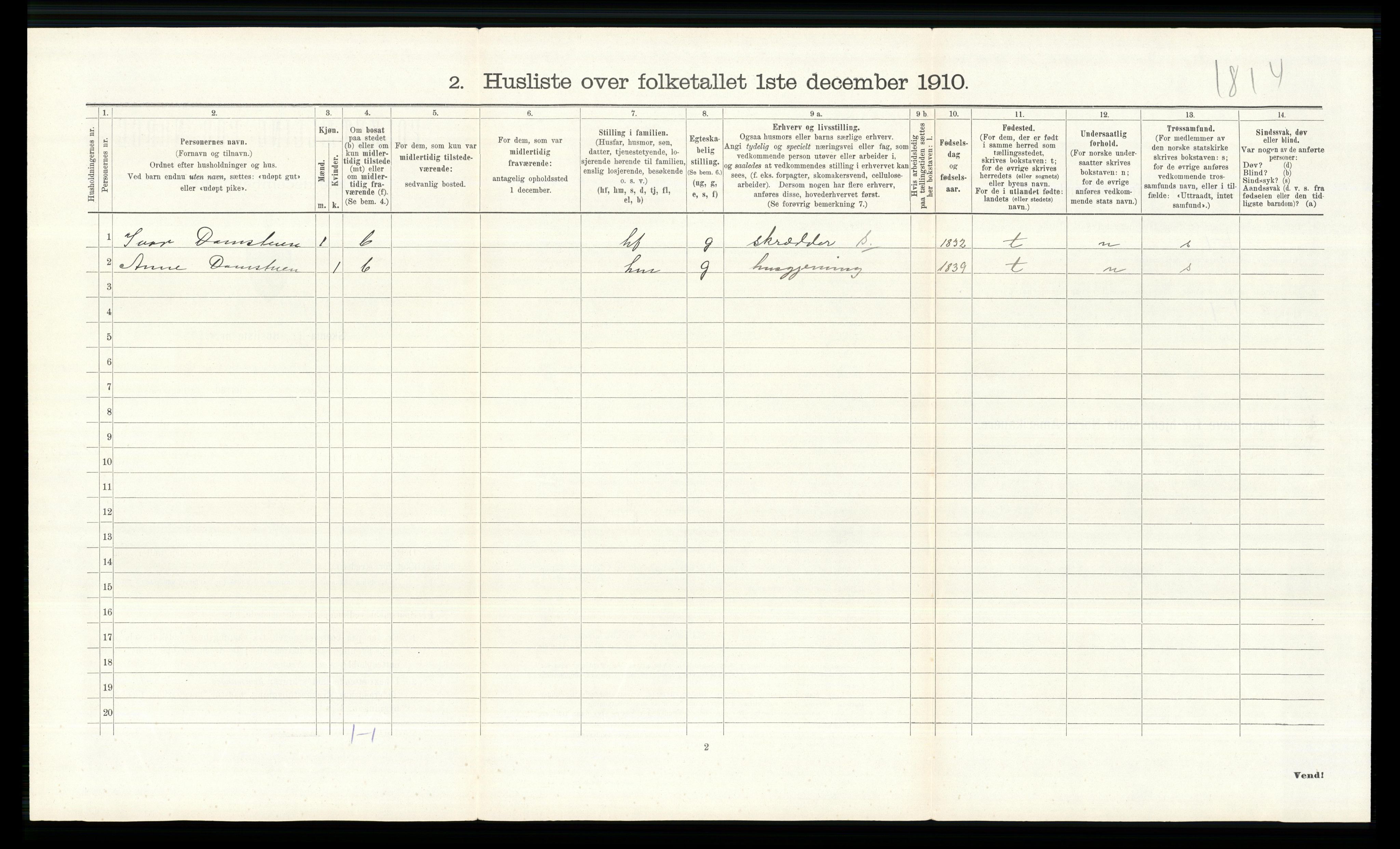 RA, 1910 census for Vågå, 1910, p. 218