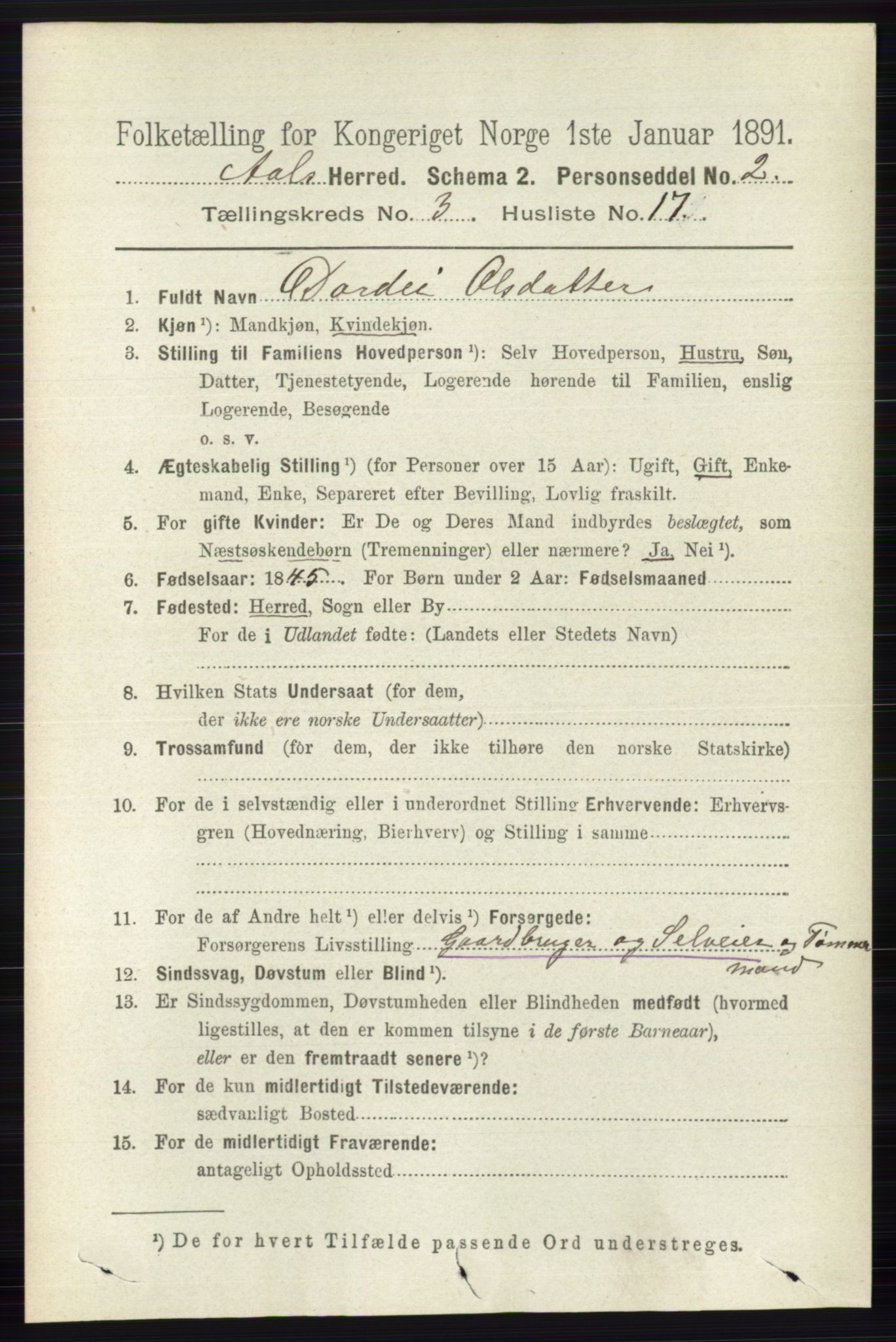 RA, 1891 census for 0619 Ål, 1891, p. 754